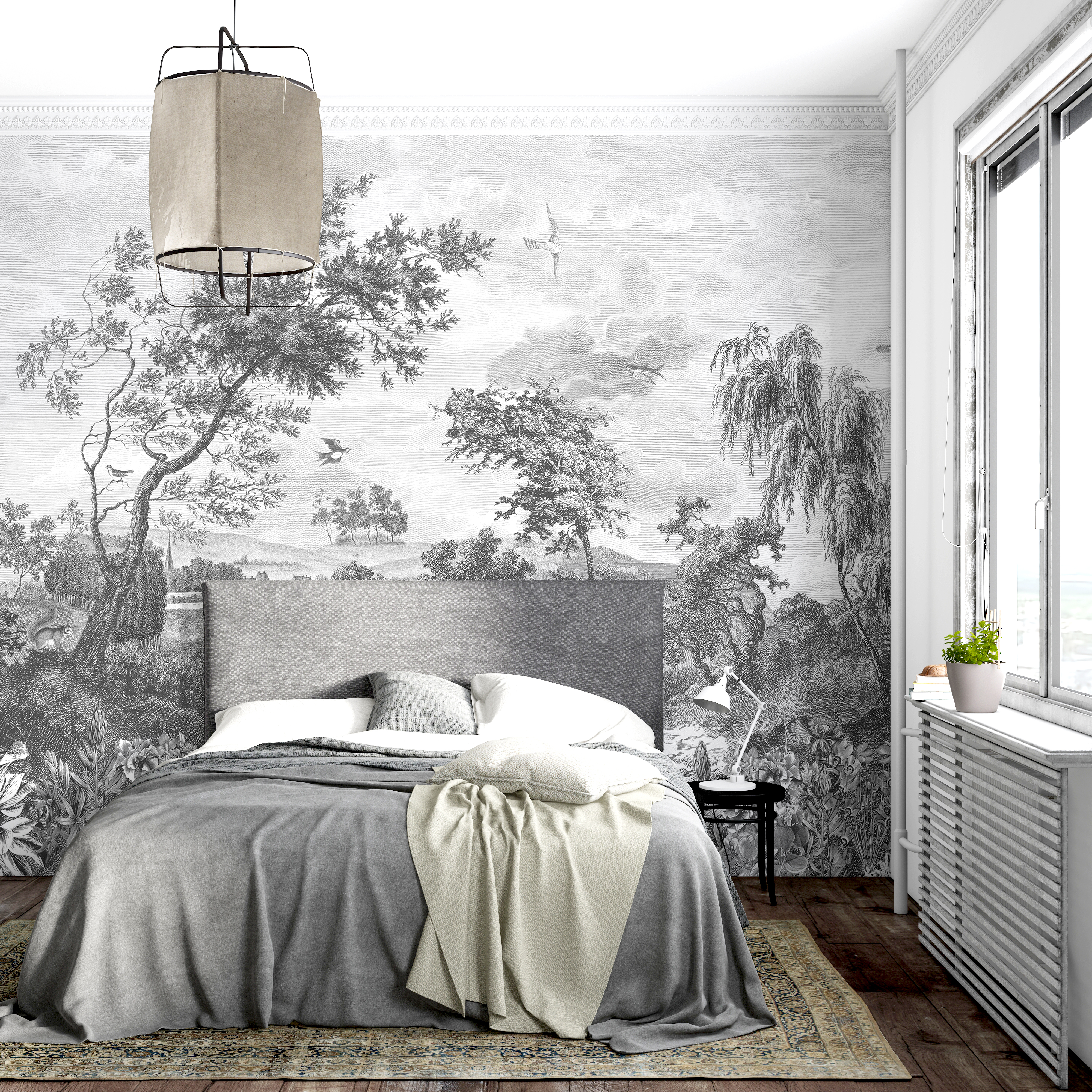 Tapet fontainebleau, grisaille, papermint 