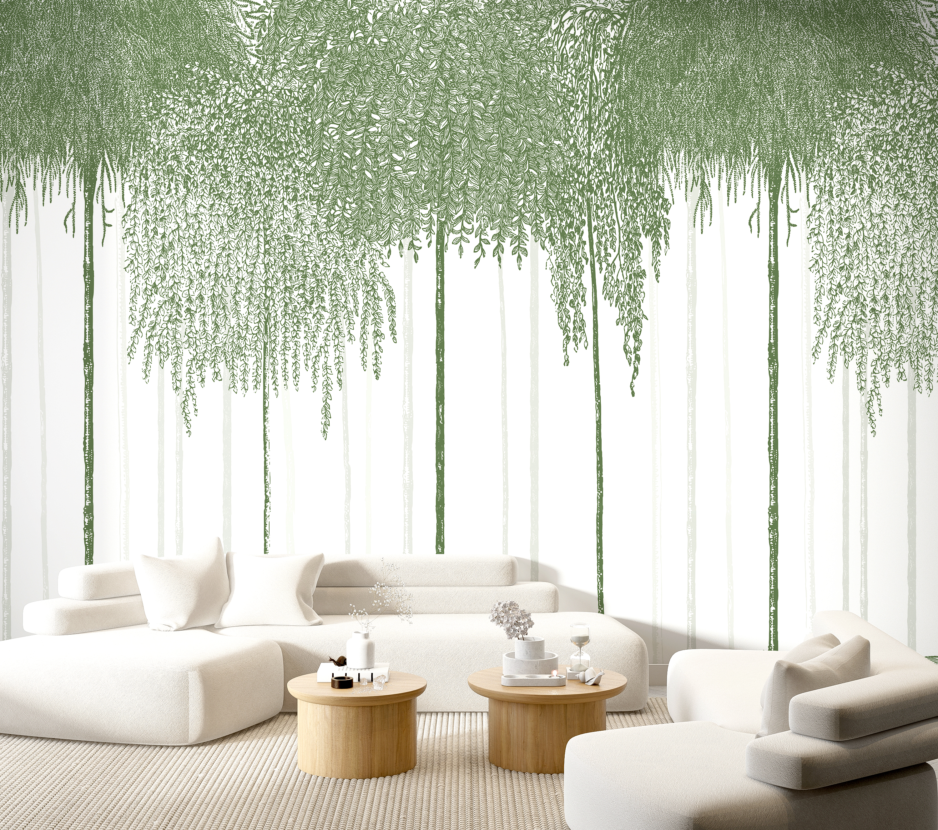 Tapet woods, vert forêt, papermint 