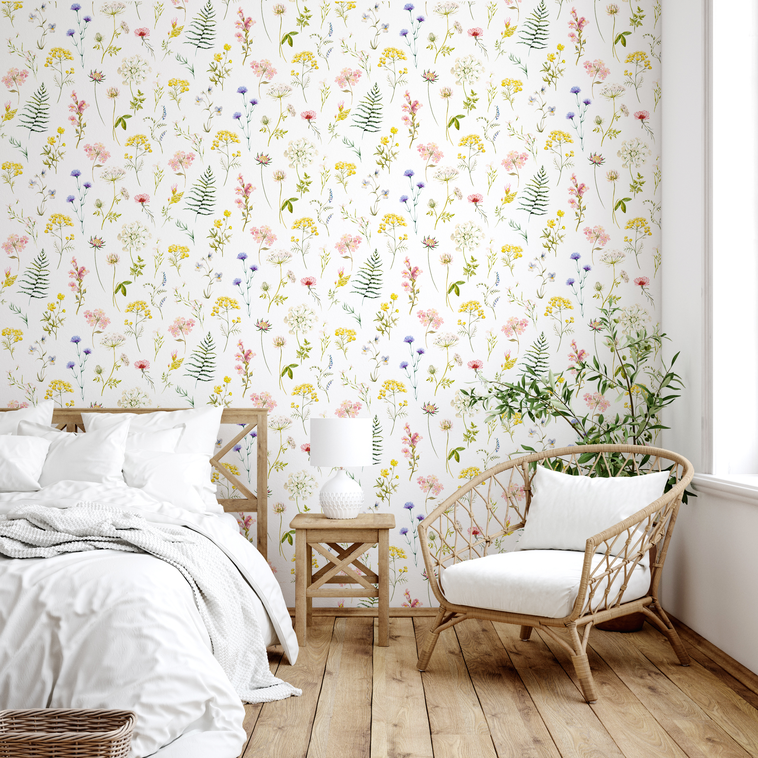 Tapet herbier, blanc, 5.3mp / rola, papermint 