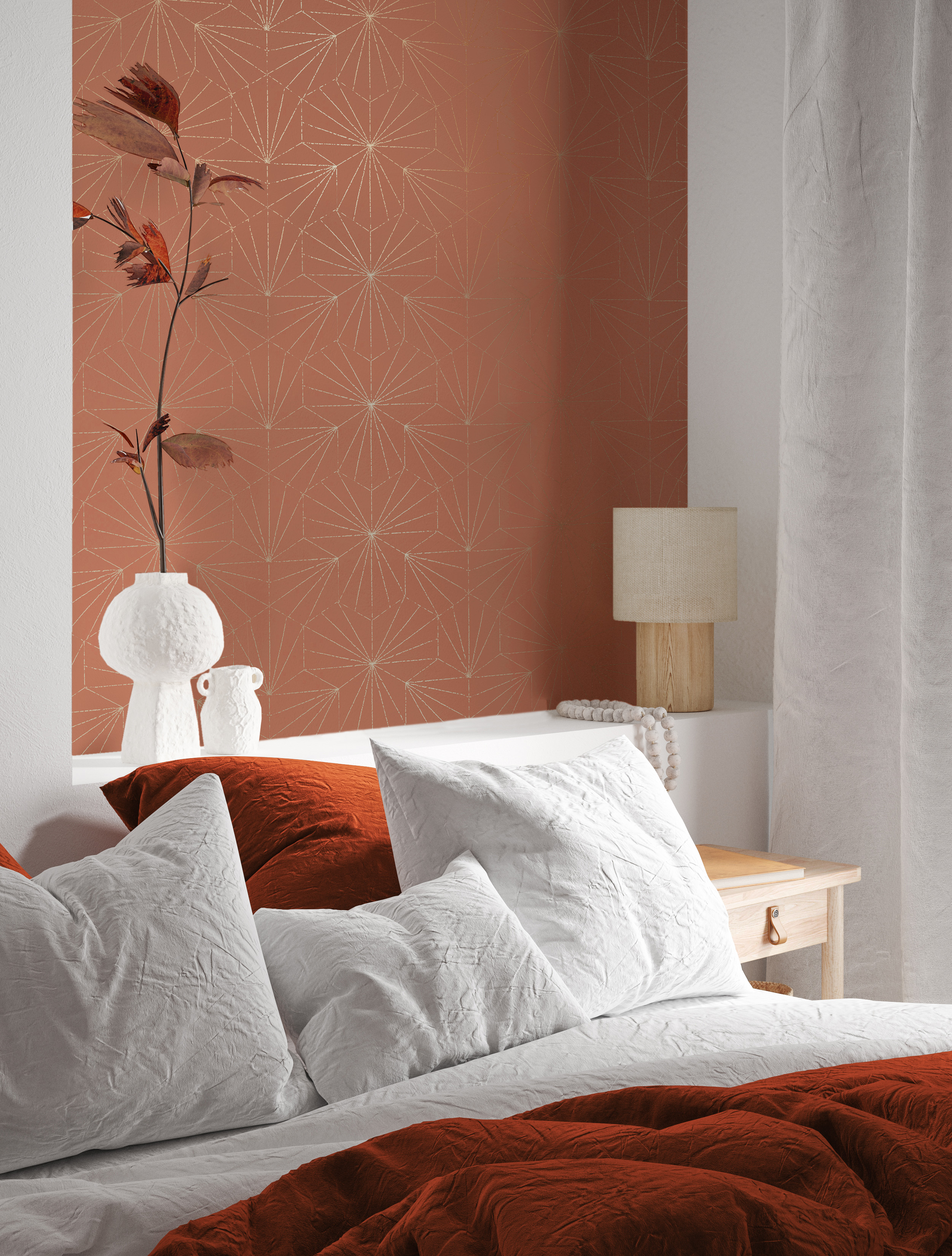 Tapet tiles, terracotta cuivre, 5.3mp / rola, papermint 