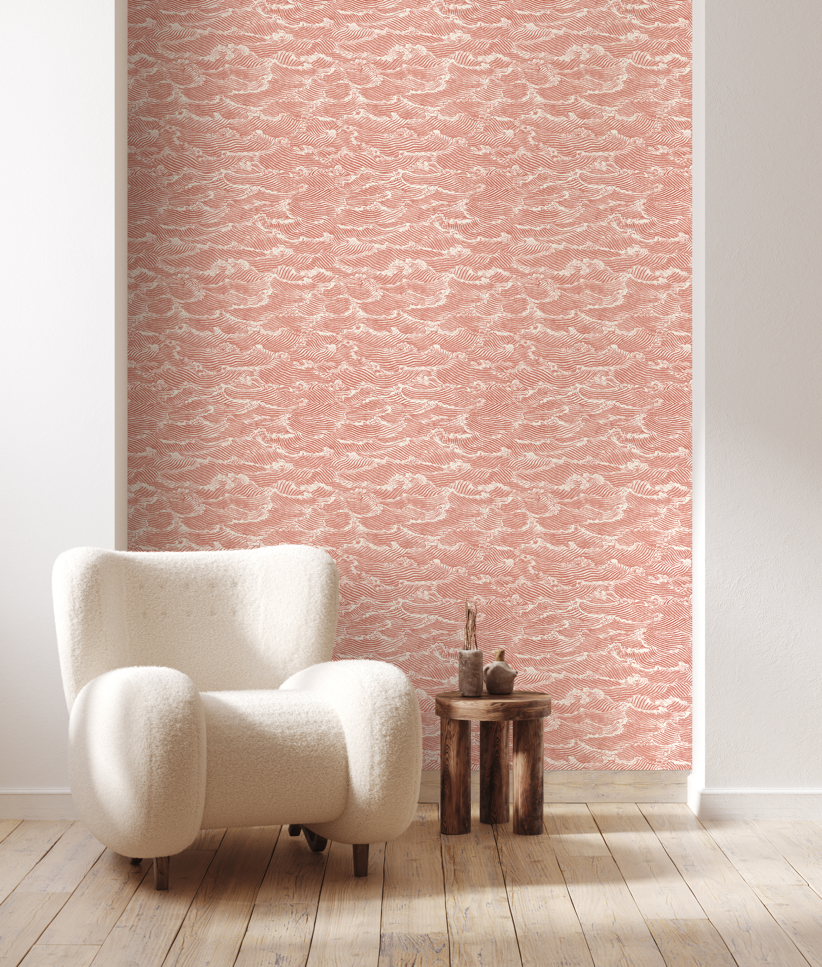 Tapet waves, corail, 5.3mp / rola, papermint 
