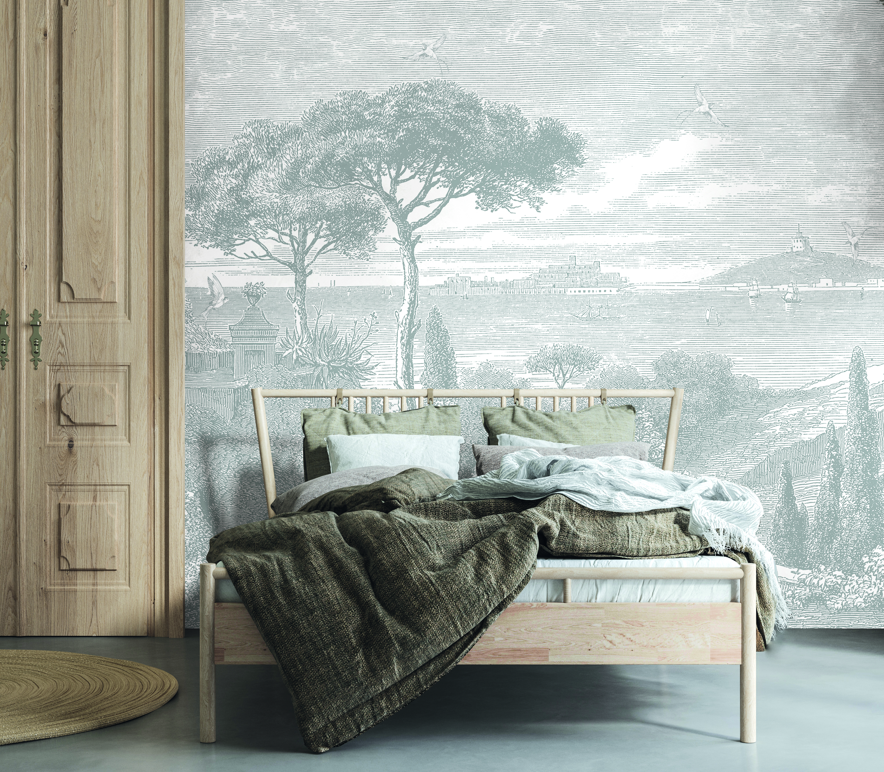 Tapet bord de mer, grisaille, papermint 