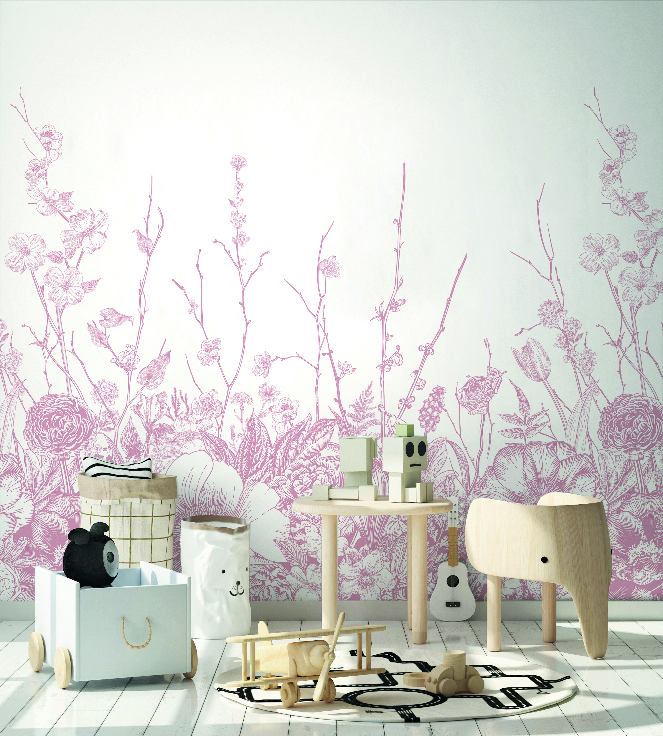 Tapet flora, rose antique, papermint 