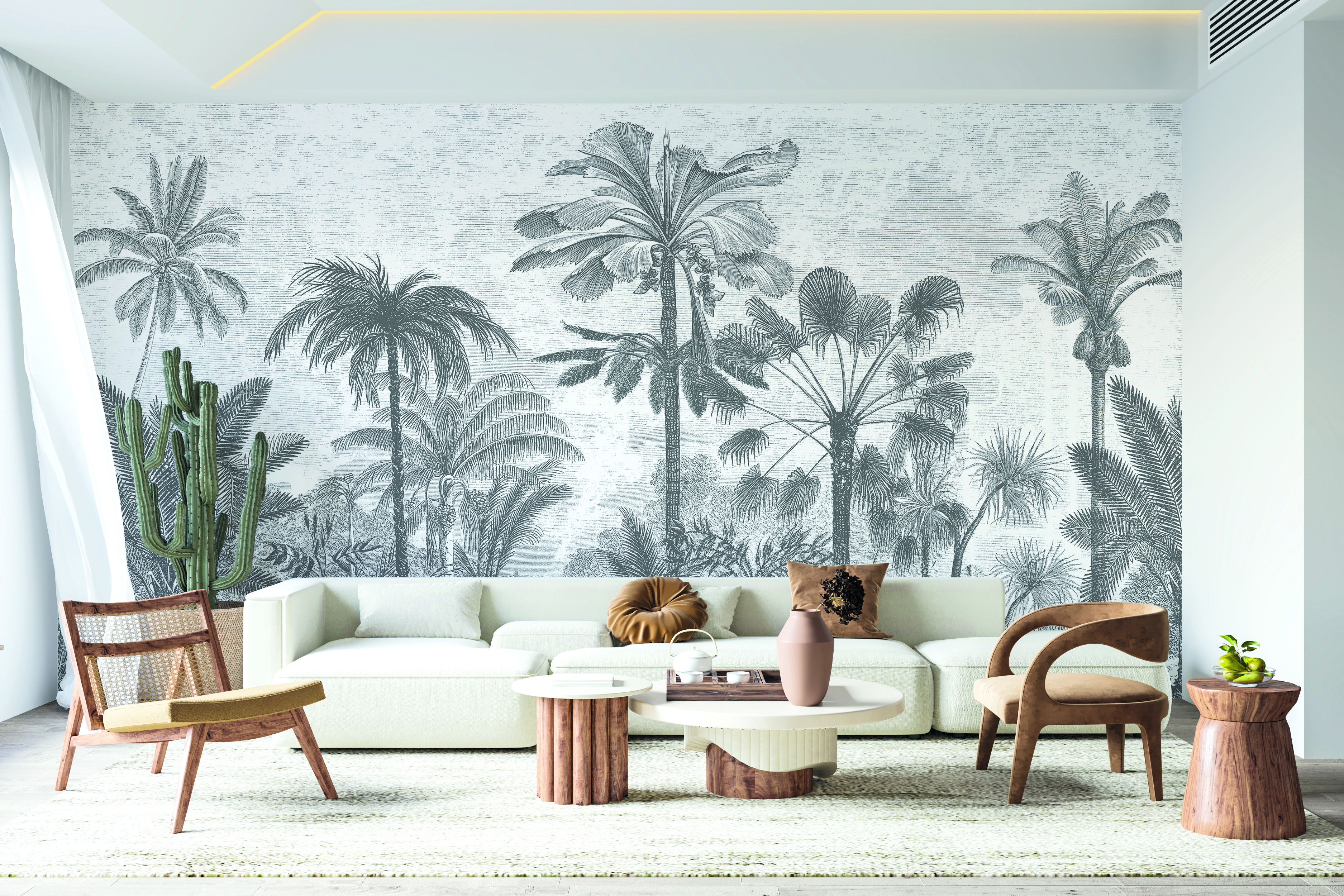 Tapet palmeraie, greyness, papermint 