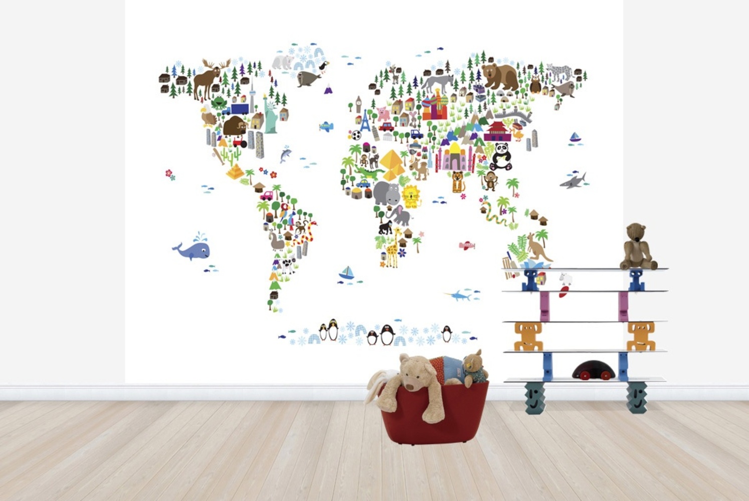 Fototapet harta lumii- animale, personalizat, photowall 