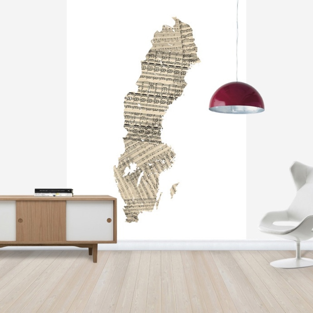 Fototapet harta suediei note muzicale, personalizat, photowall 