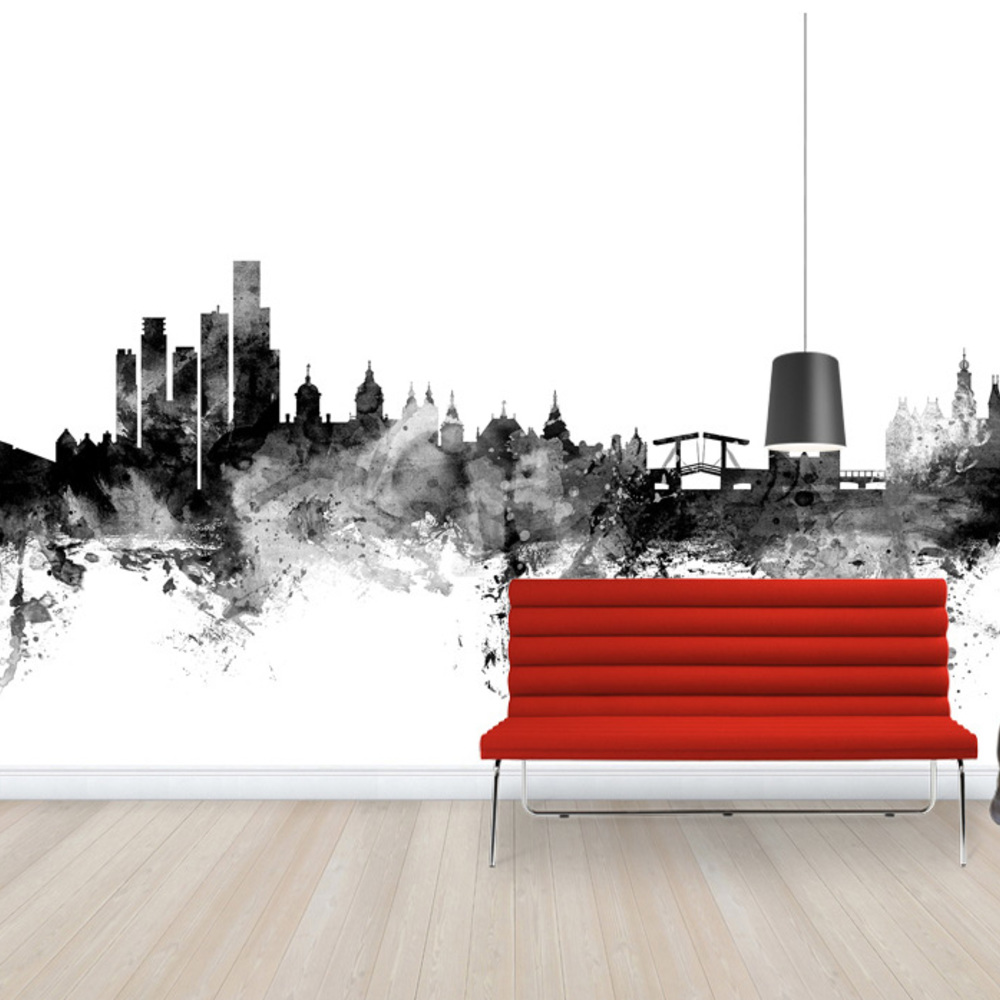 Fototapet amsterdam peisaj negru, personalizat, photowall 