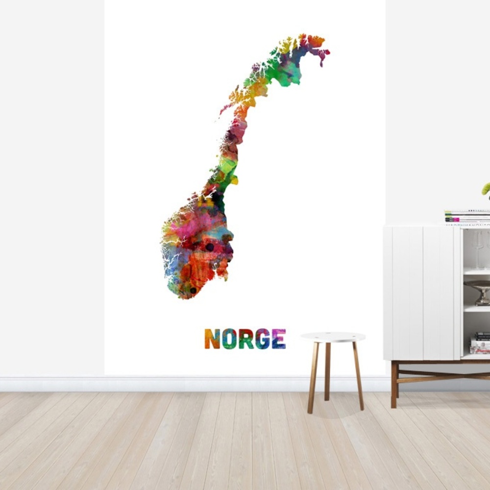 Fototapet Norway Watercolor Map Personalizat Photowall