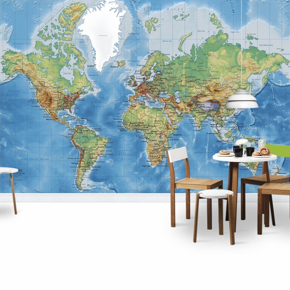 Fototapet harta lumii, personalizat, photowall 