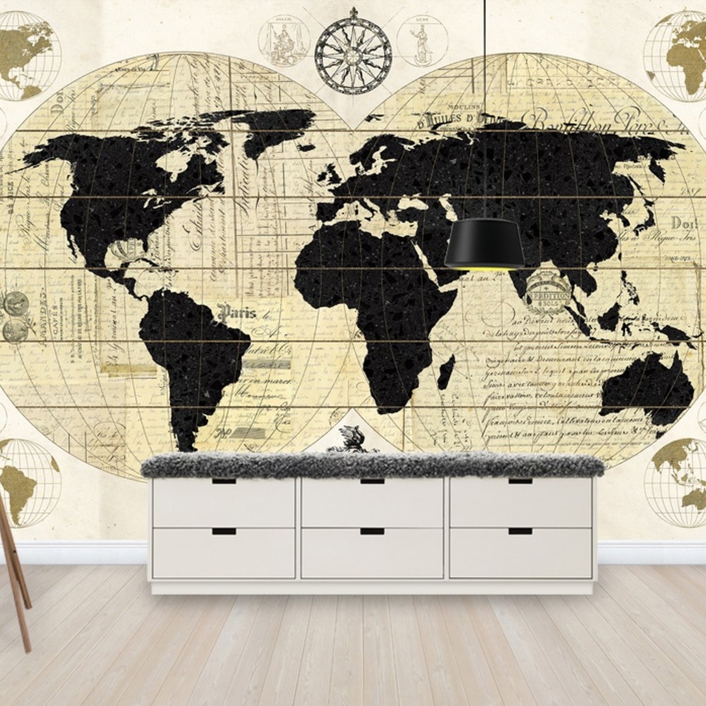 Fototapet vintage harta lumii, personalizat, photowall 