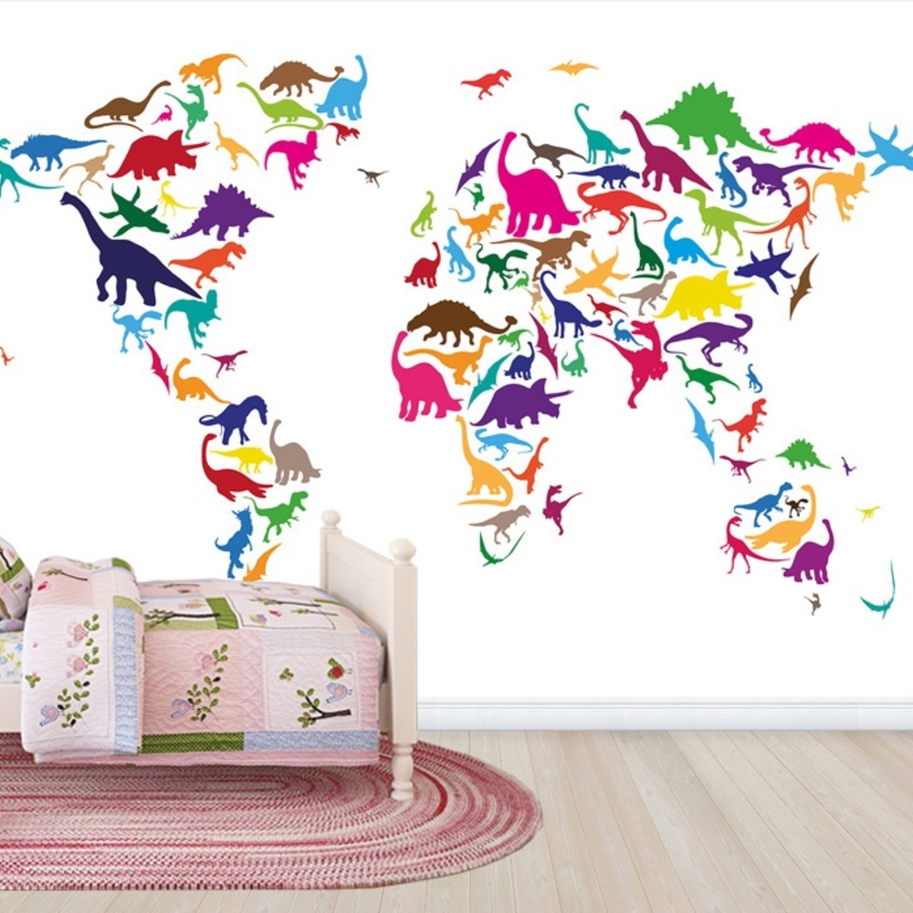 Fototapet dinozaur harta lumii, personalizat, photowall 