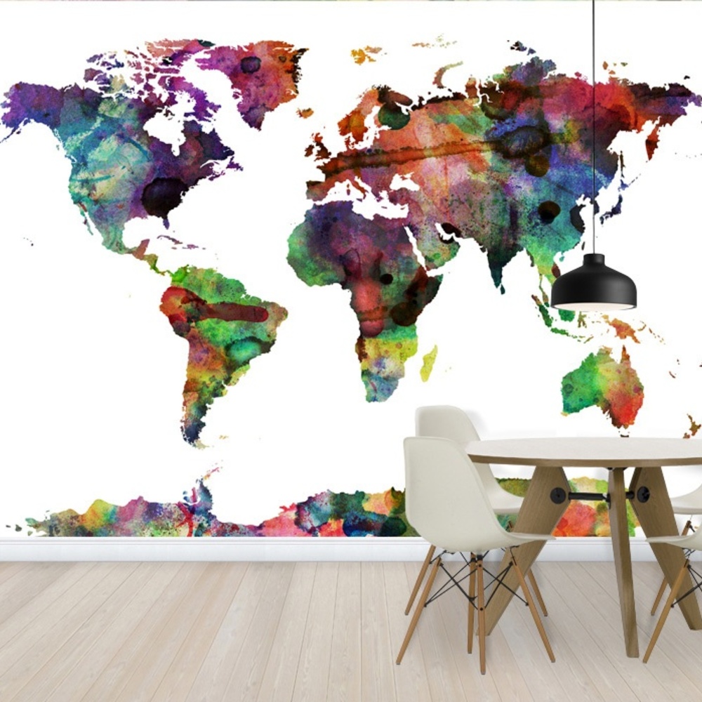 Fototapet harta lumii multicolor, personalizat, photowall 
