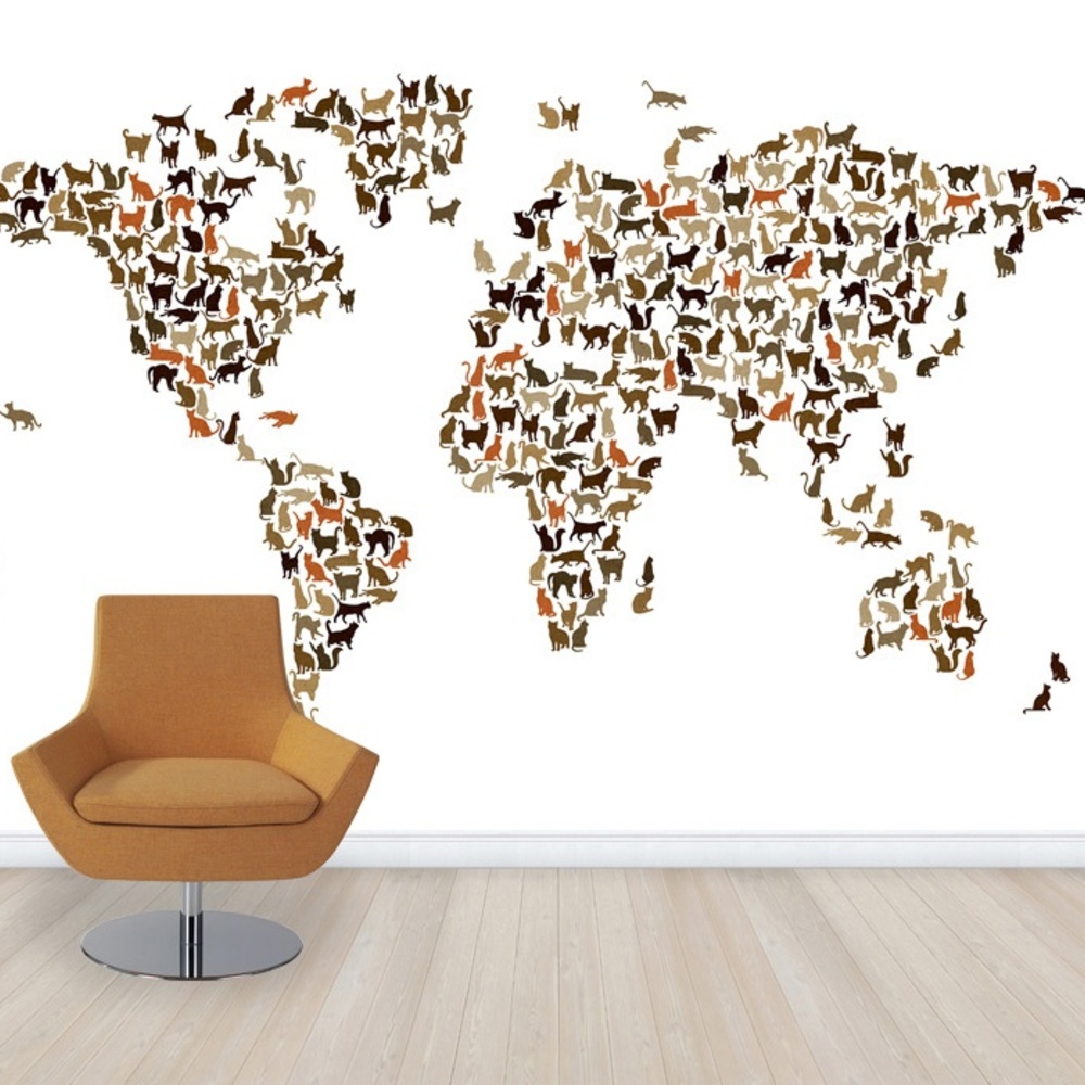 Fototapet harta lumii pisici, personalizat, photowall 