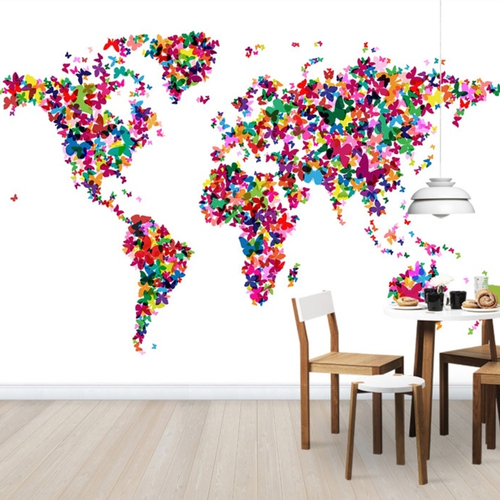 Fototapet harta lumii flururași multicolor, personalizat, photowall 