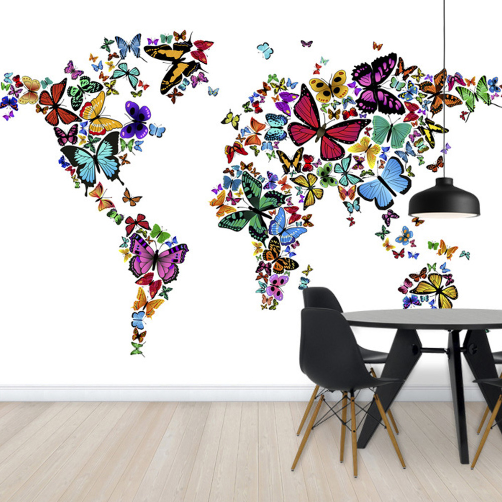 Fototapet fluturi harta lumii, personalizat, photowall 