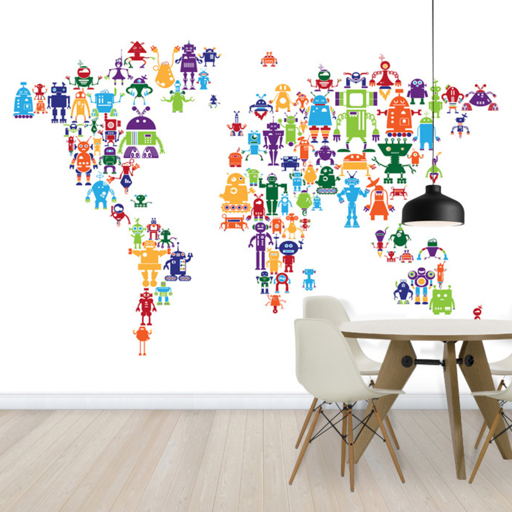 Fototapet roboți harta lumii, personalizat, photowall 