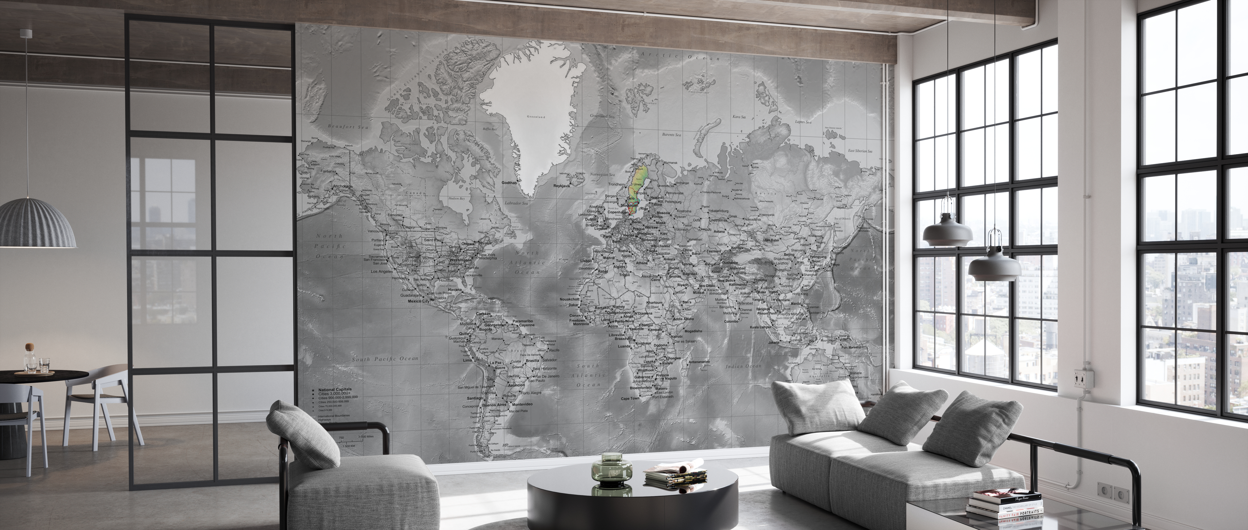 Fototapet World Map, Detailed with Roads, Colorsplash, personalizat, Photowall  image0