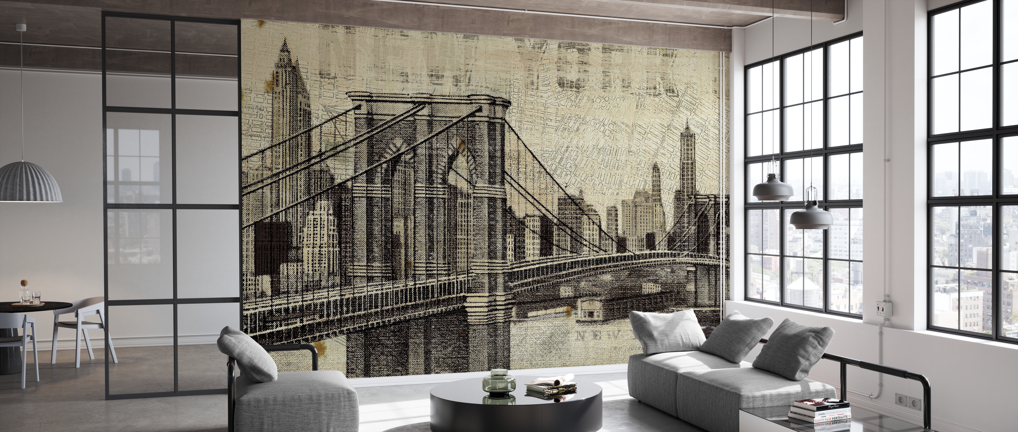 Fototapet Vintage New York Brooklyn Bridge, personalizat, Photowall Photowall