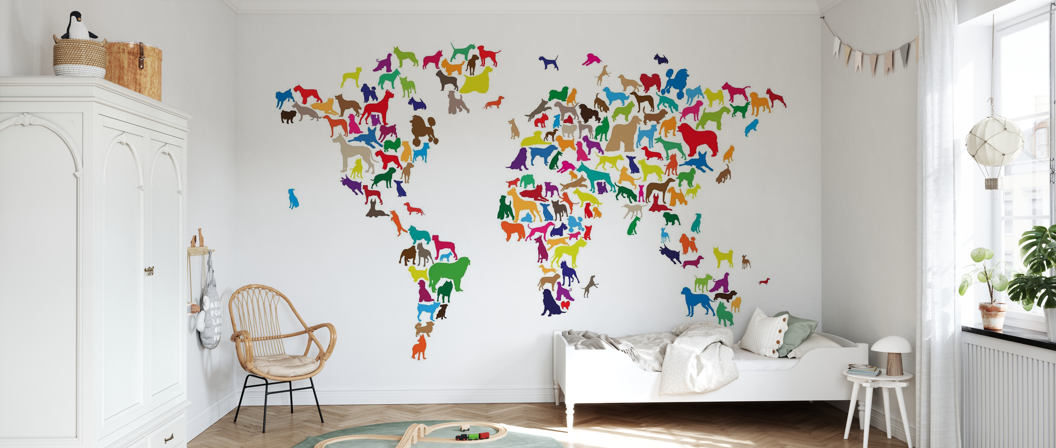 Tapet Dogs World Map Multicolor, Photowall