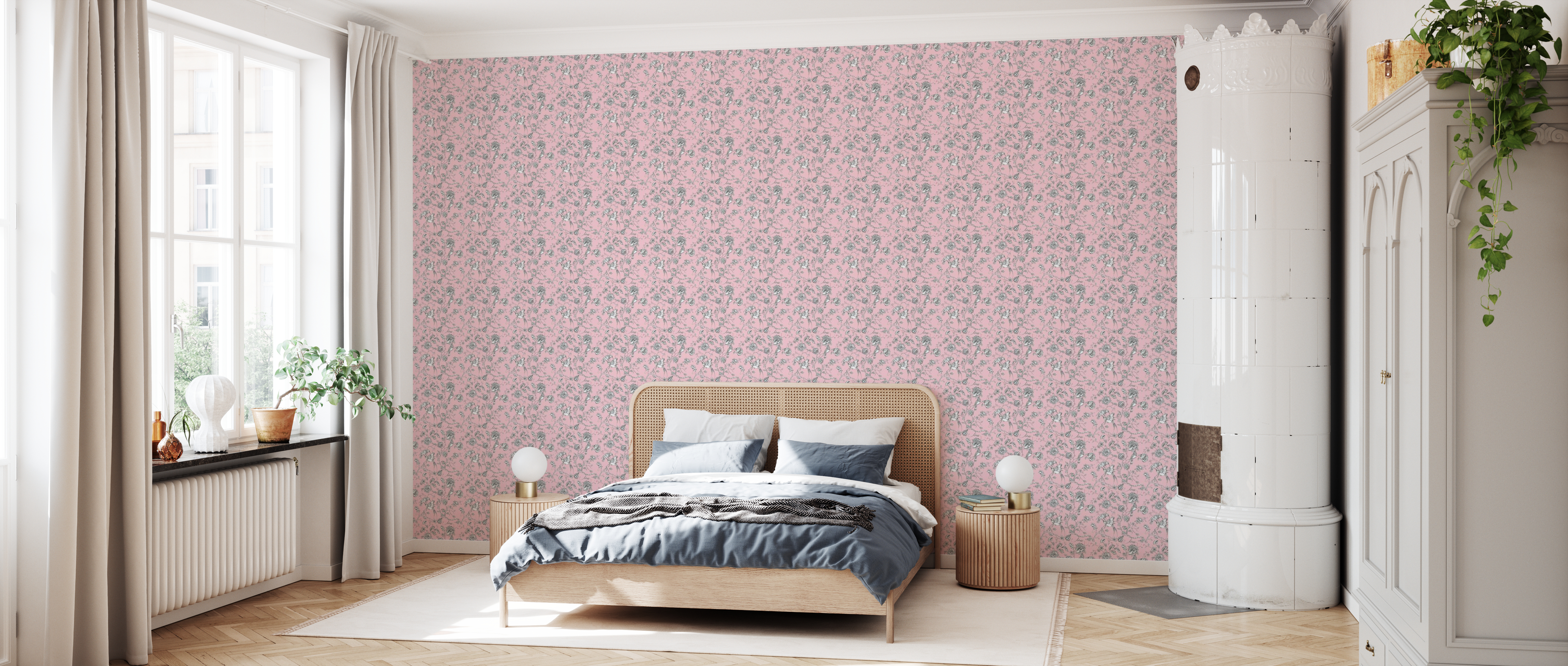 Tapet hummingbird, pink, photowall 