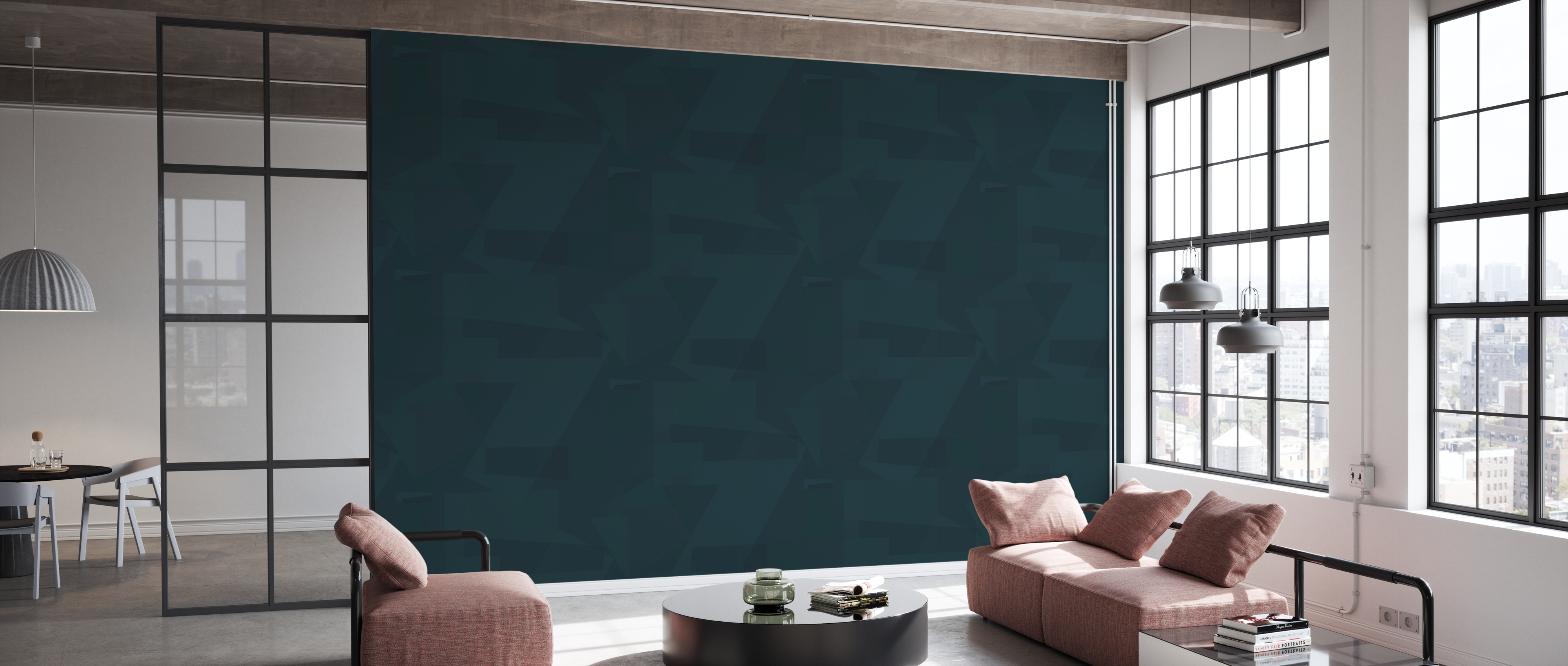 Tapet block dark aqua, photowall 