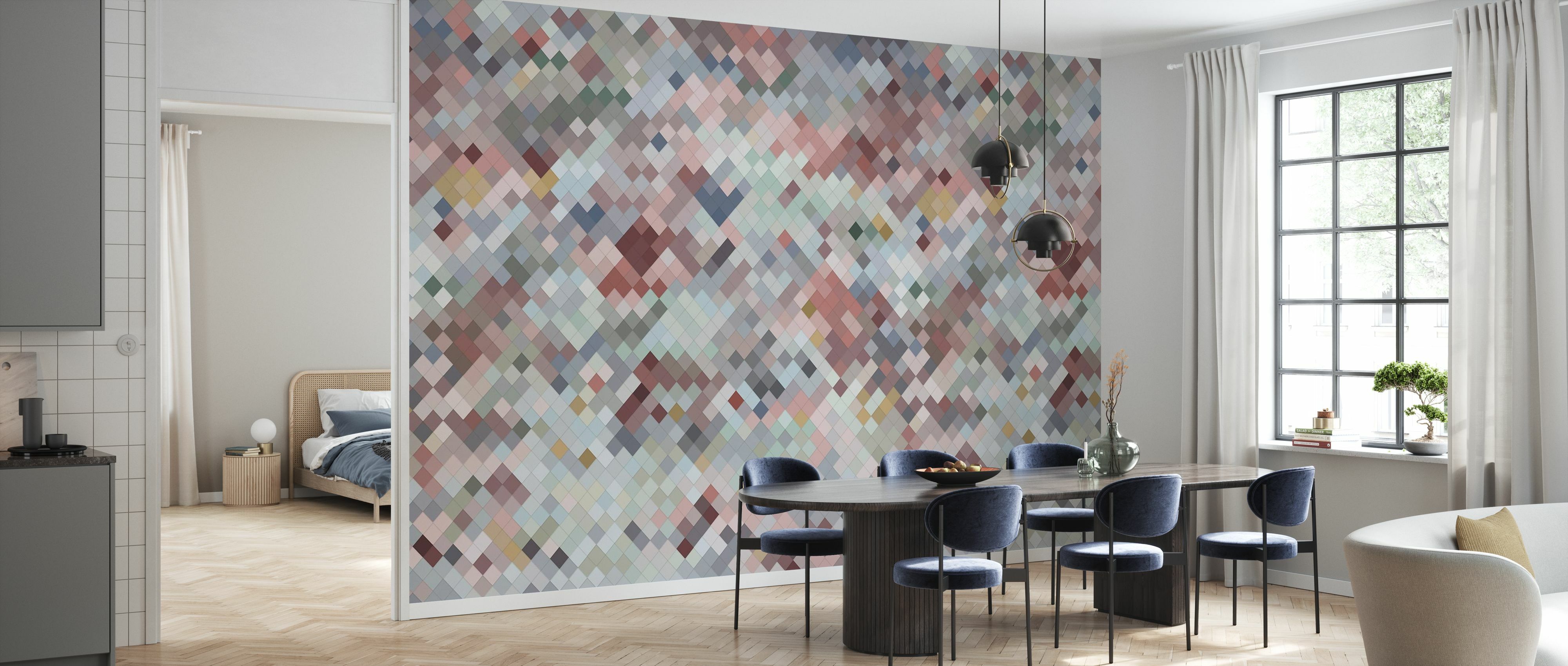 Tapet tile pink, photowall 