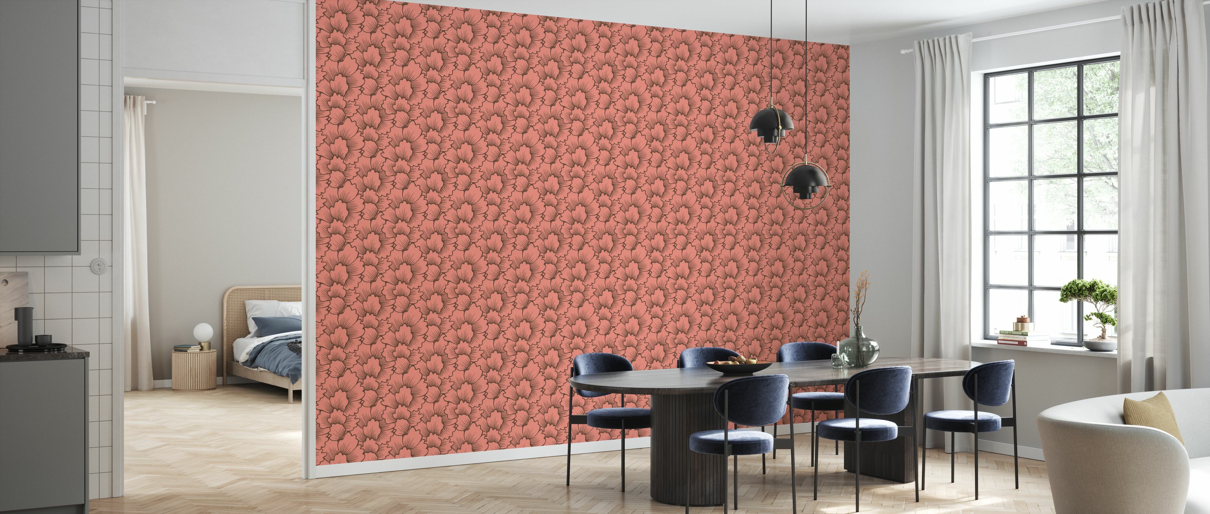 Tapet Mostly Coral Brown on Pink, Photowall