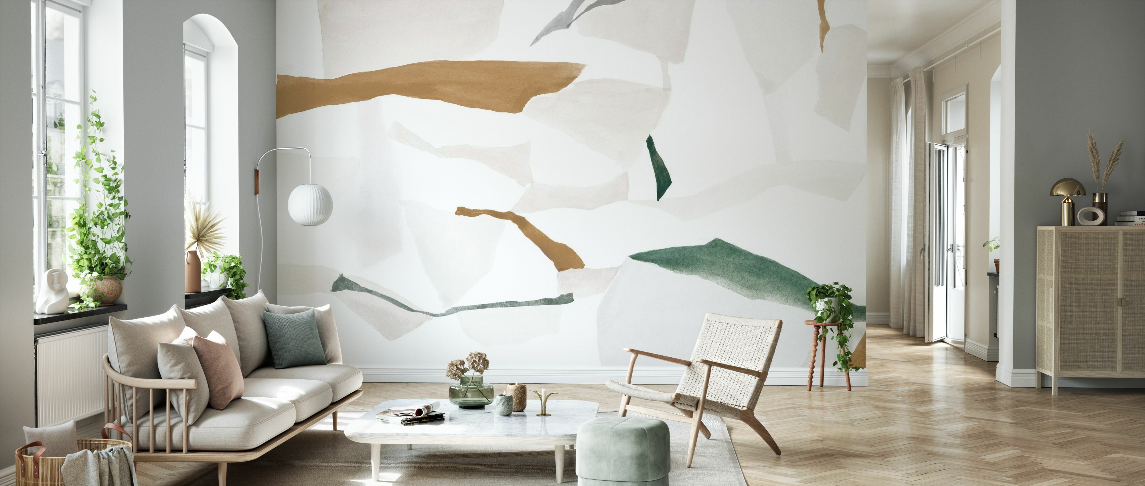 Tapet fractal pale green and ochra, photowall 