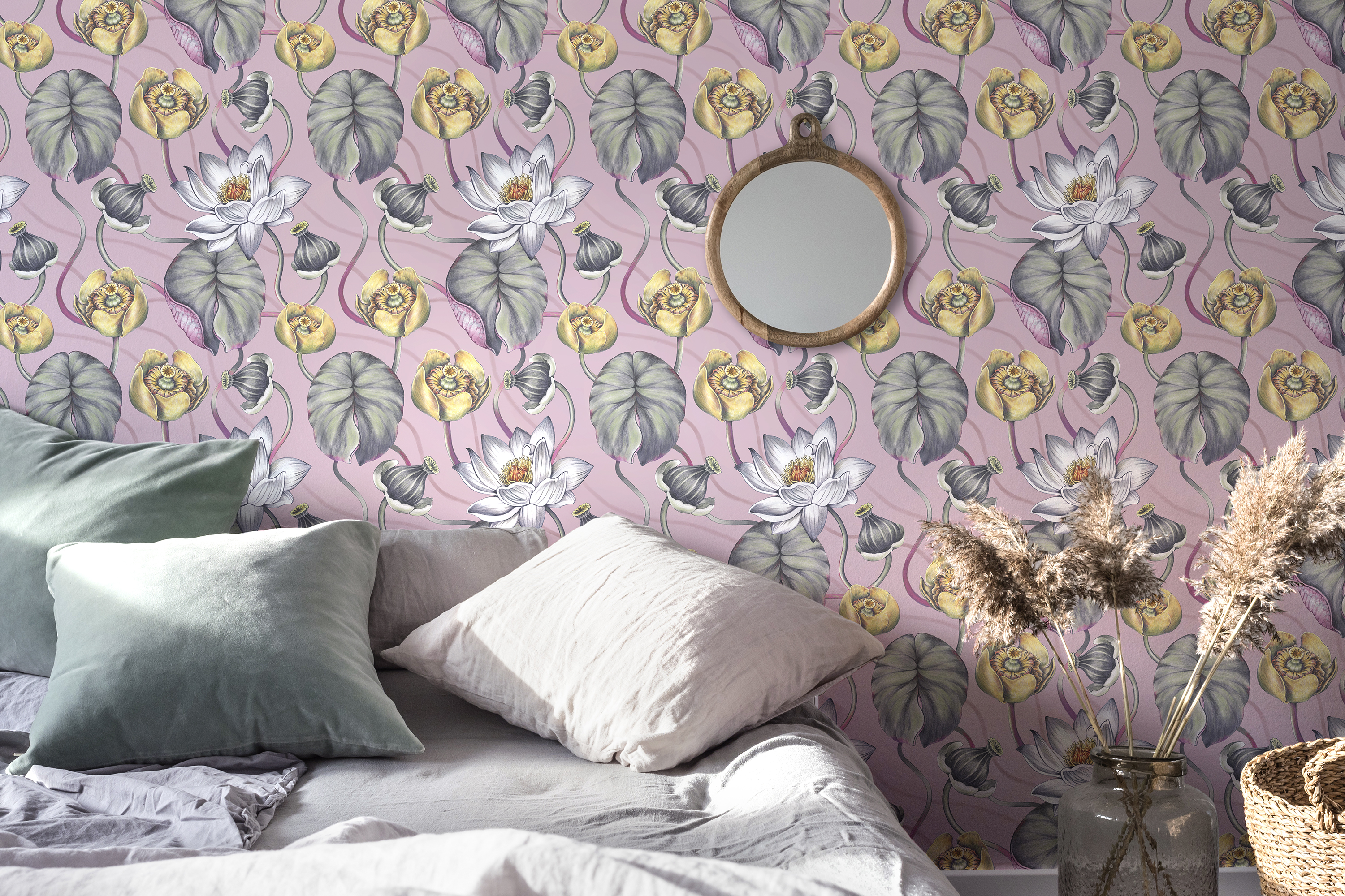 Tapet the lily pond, pink, photowall 