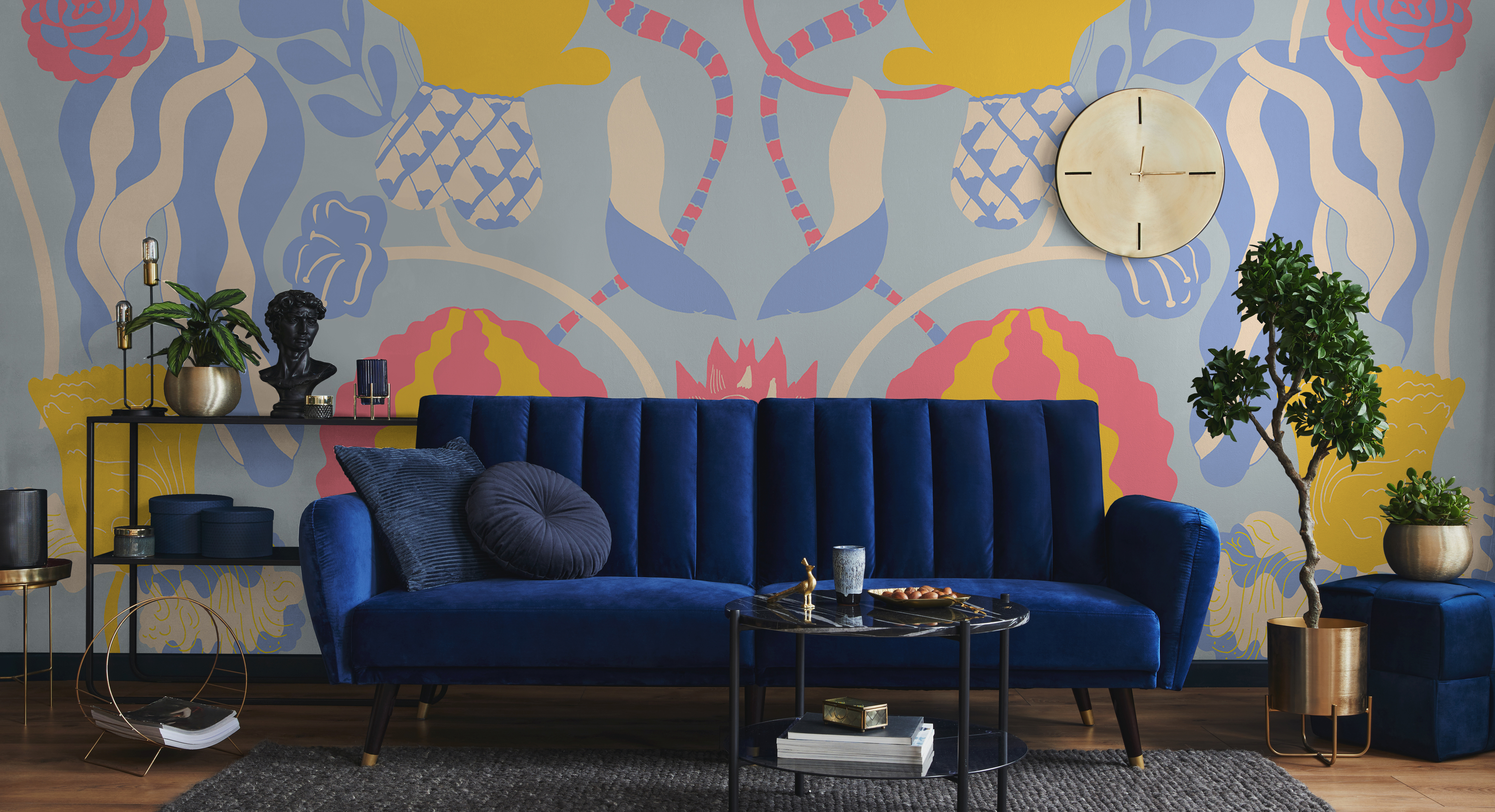 Tapet in bloom blue, photowall 