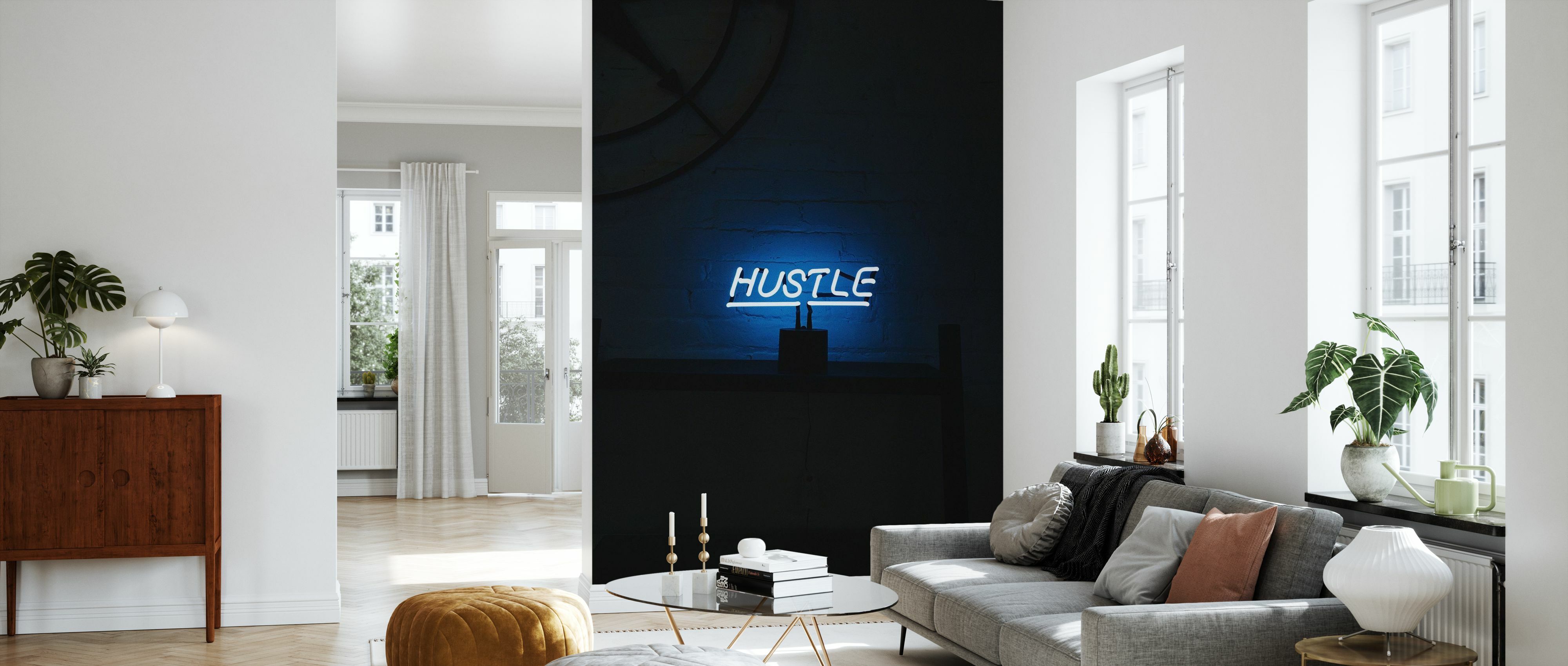 Tapet hustle neon sign, photowall 
