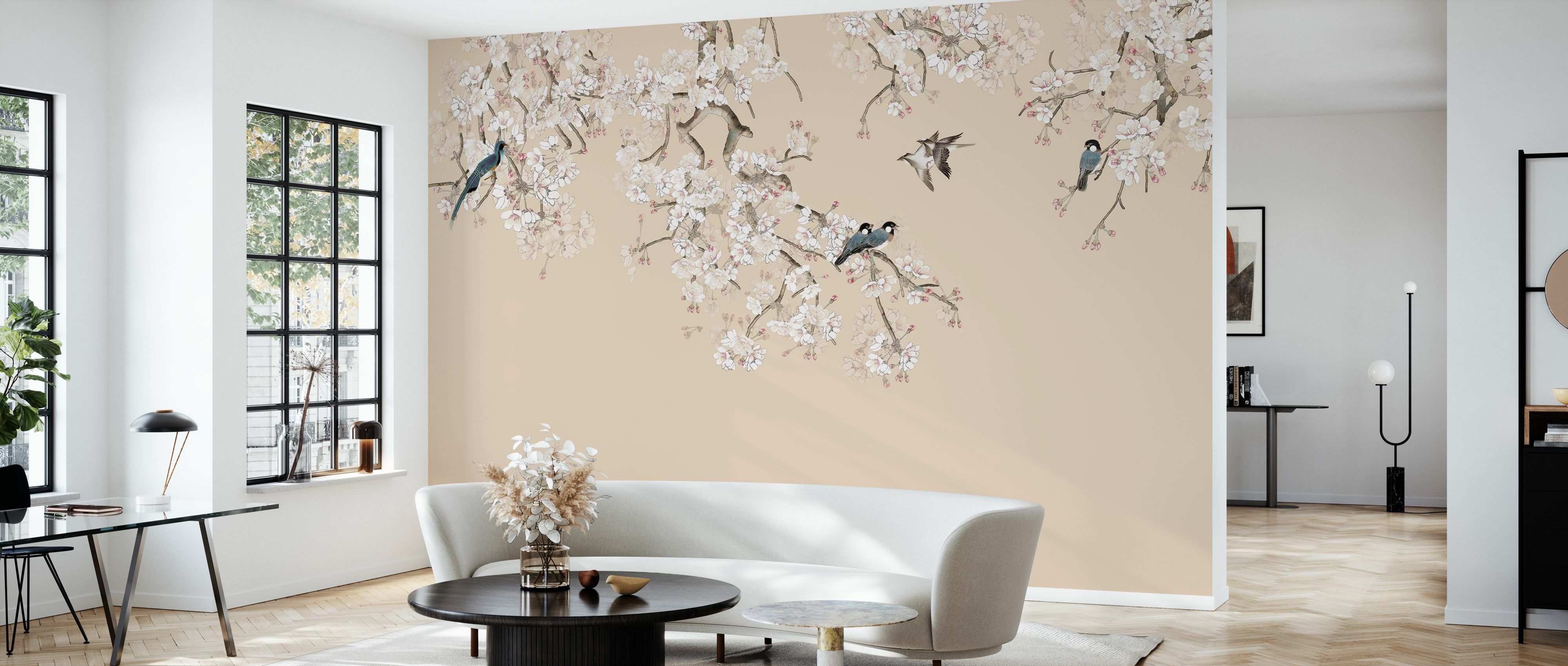 Tapet birds hangout, peach, photowall 