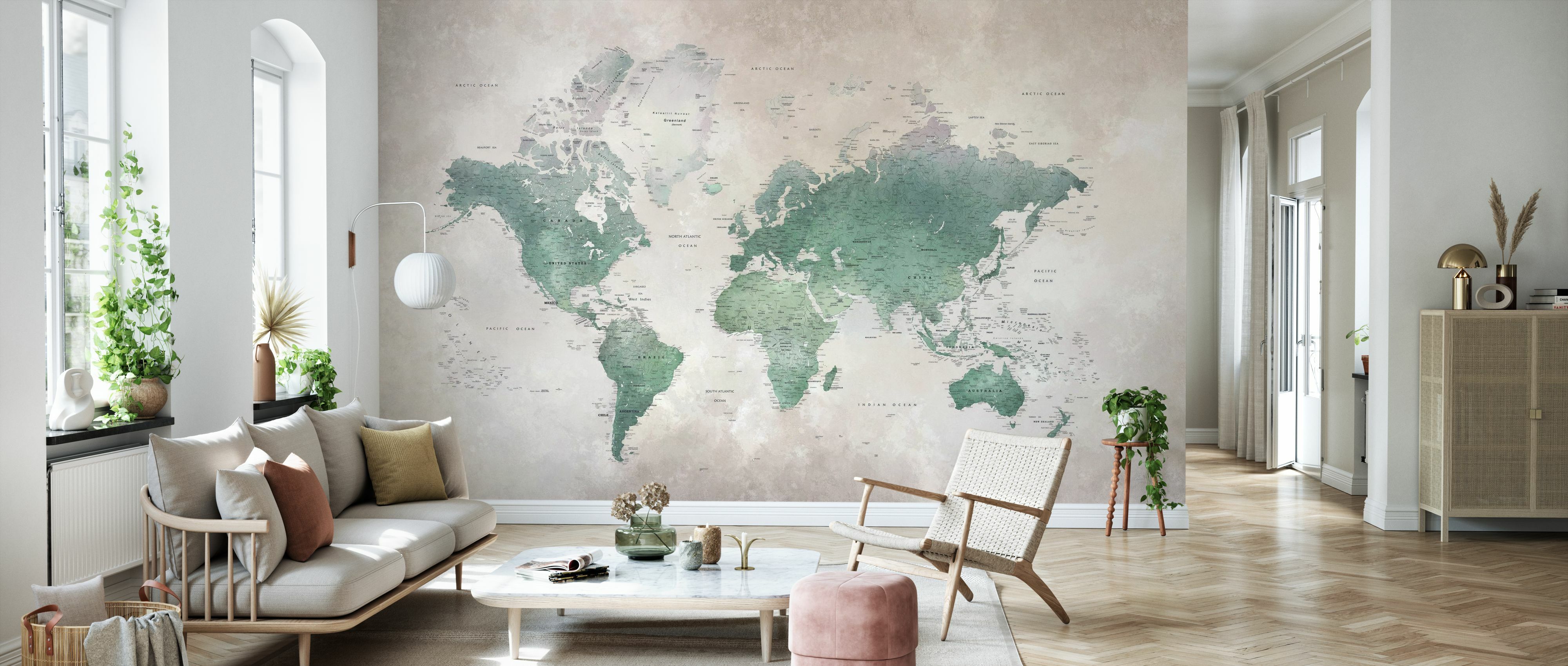 Tapet world map, emerald, photowall 