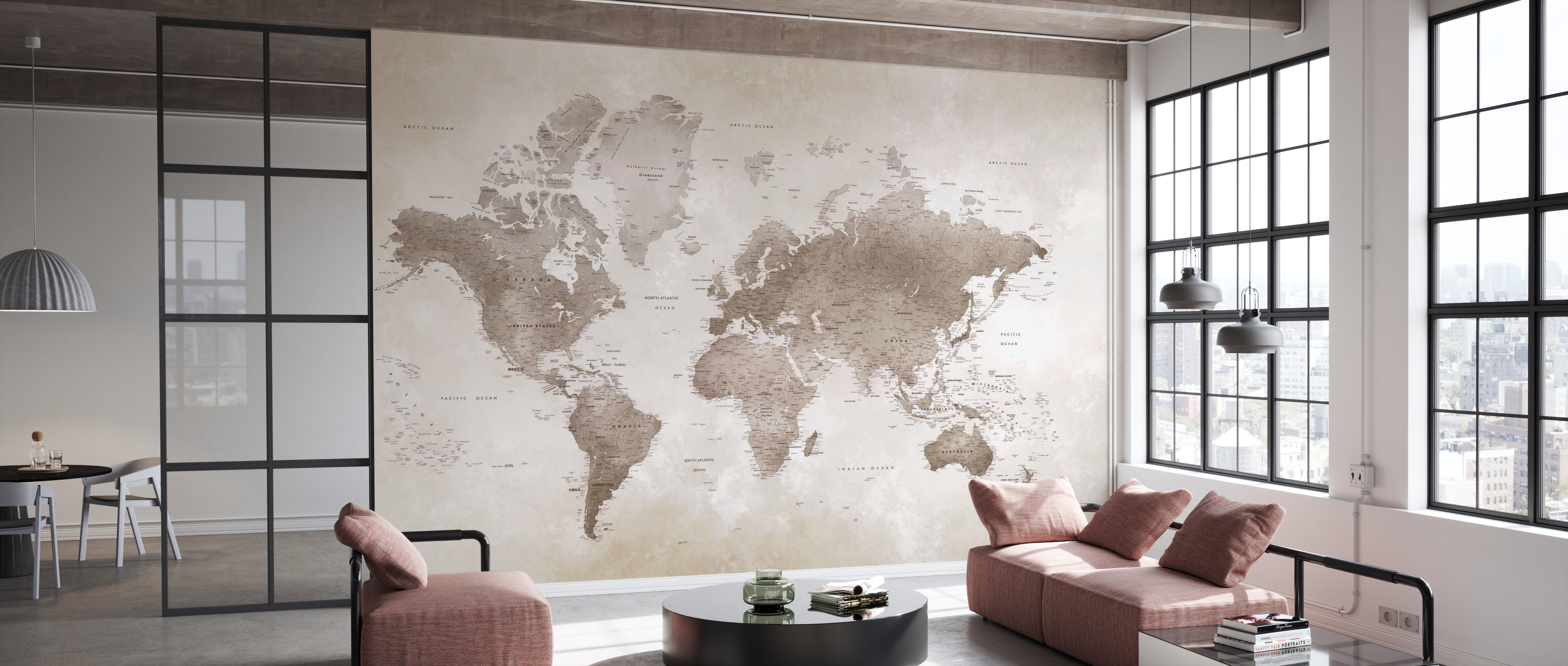 Tapet world map, sepia, photowall 