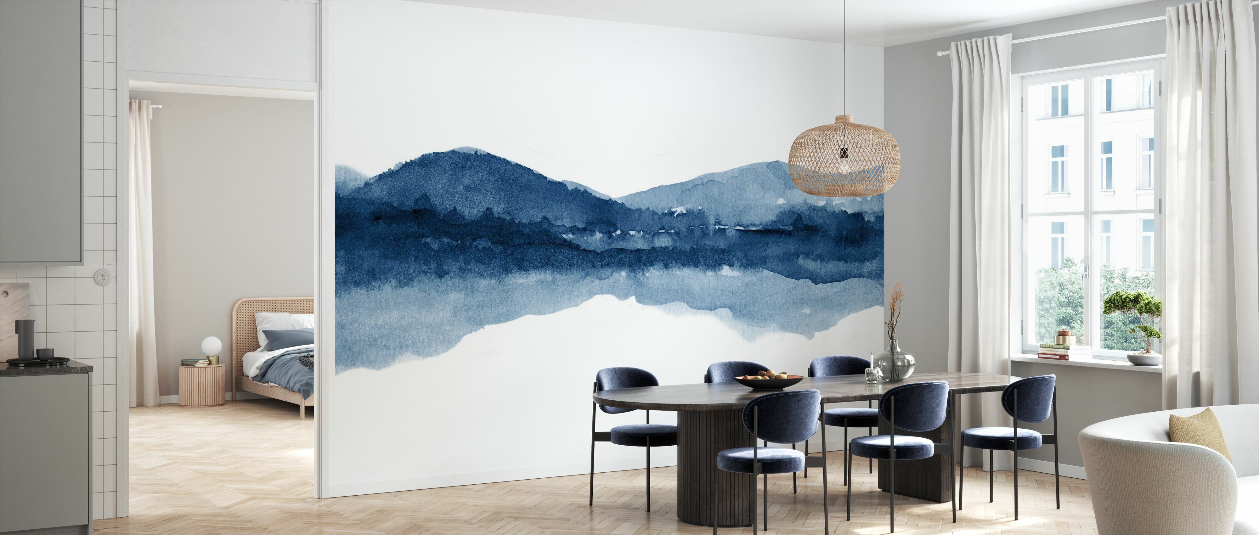 Fototapet watercolor landscape i, navy blue, personalizat, photowall 