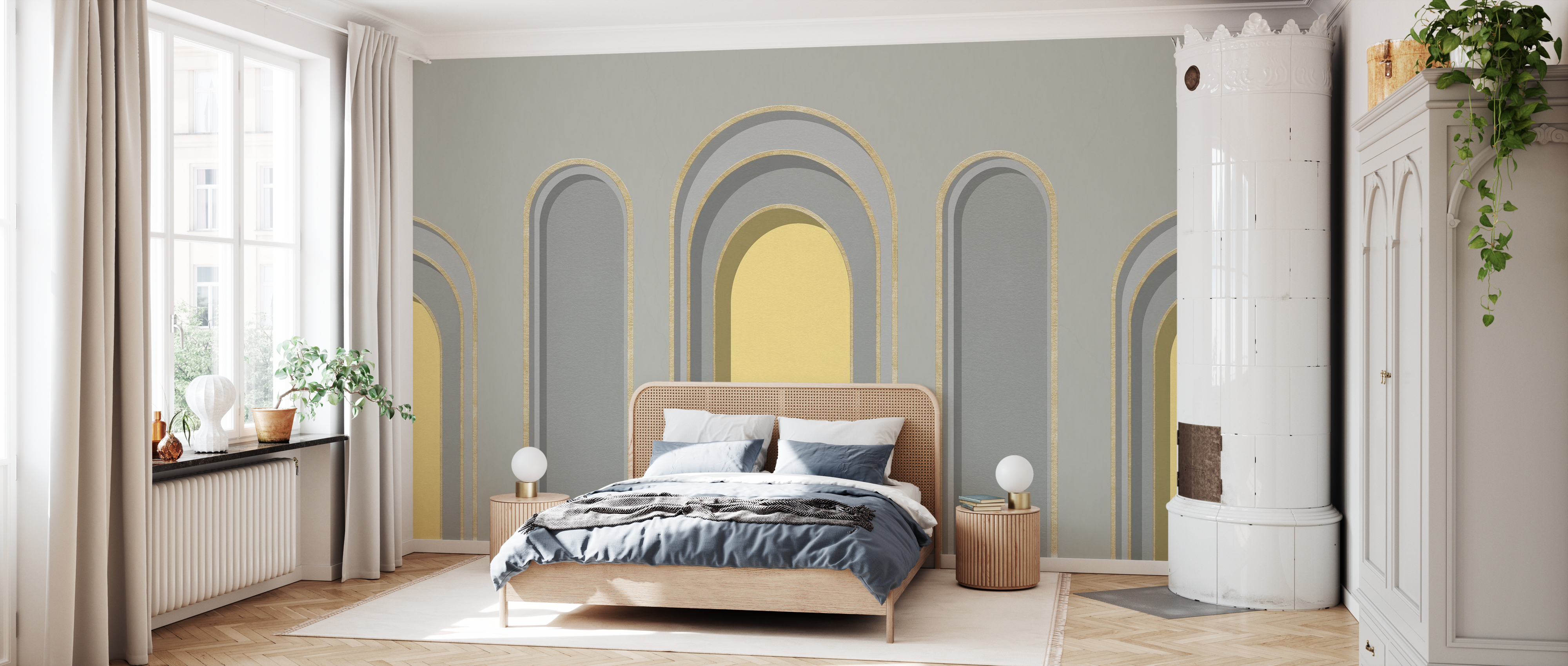 Tapet Arch Adornment, Gray Yellow, Photowall