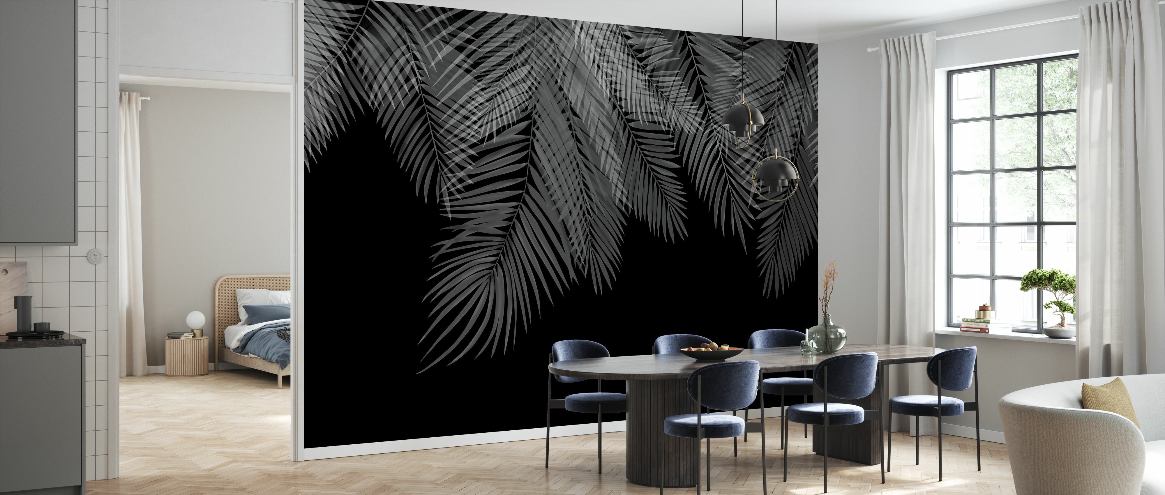 Tapet Hanging Palm Leaves, Black-White, Photowall