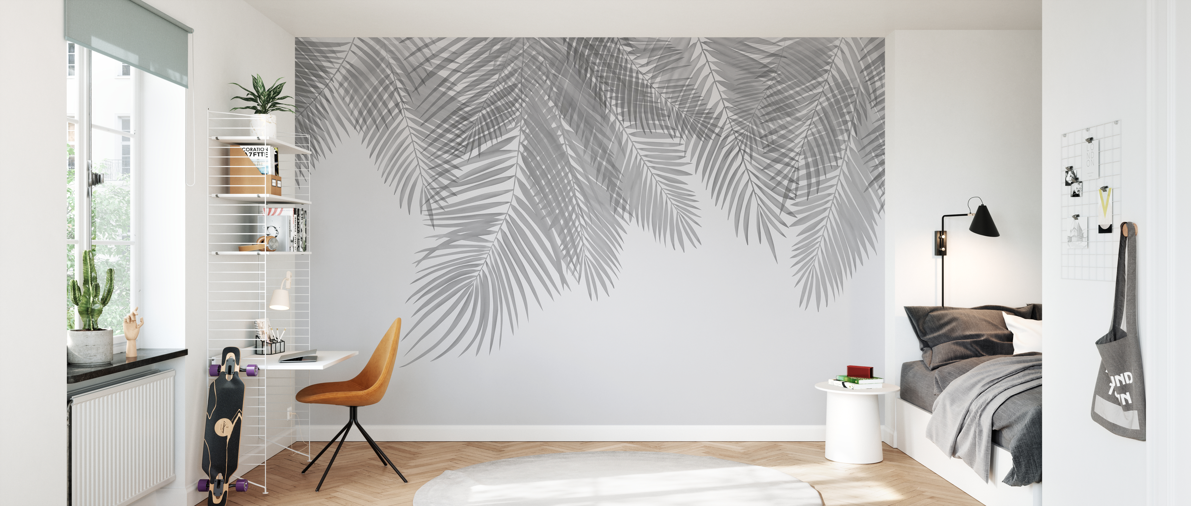 Tapet Hanging Palm Leaves, Gray, Photowall