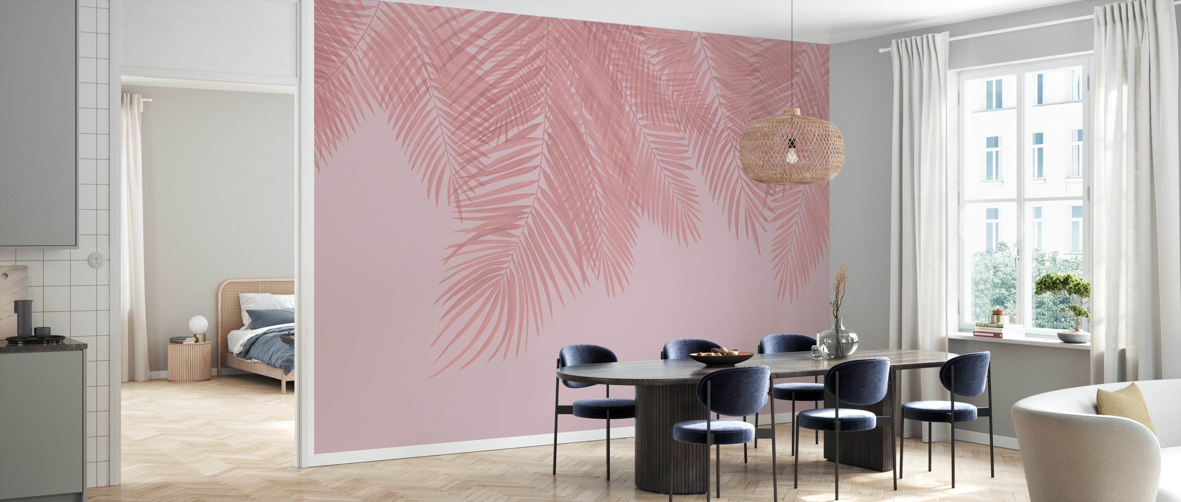 Tapet Hanging Palm Leaves, Pink, Photowall