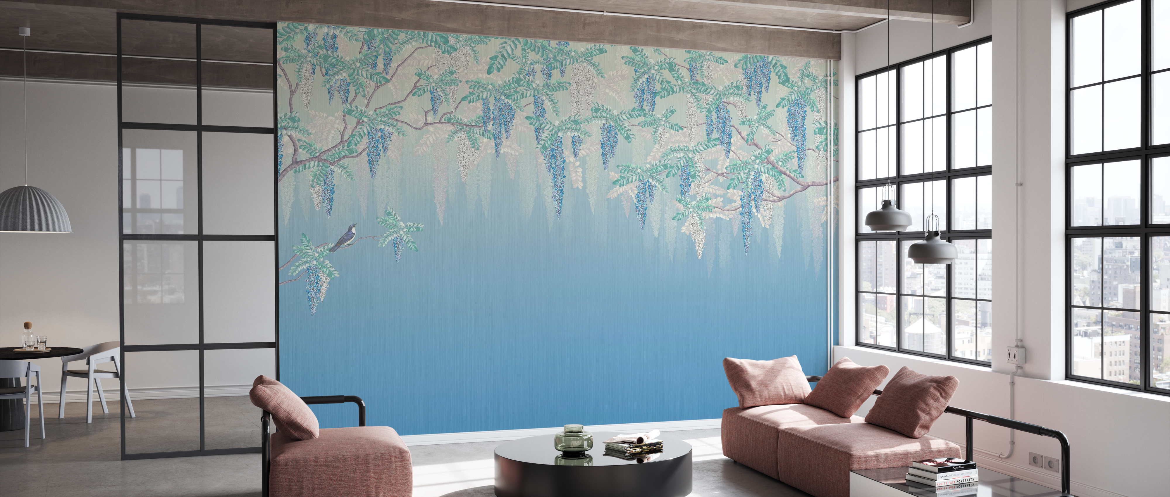 Tapet wisteria, blue, photowall 