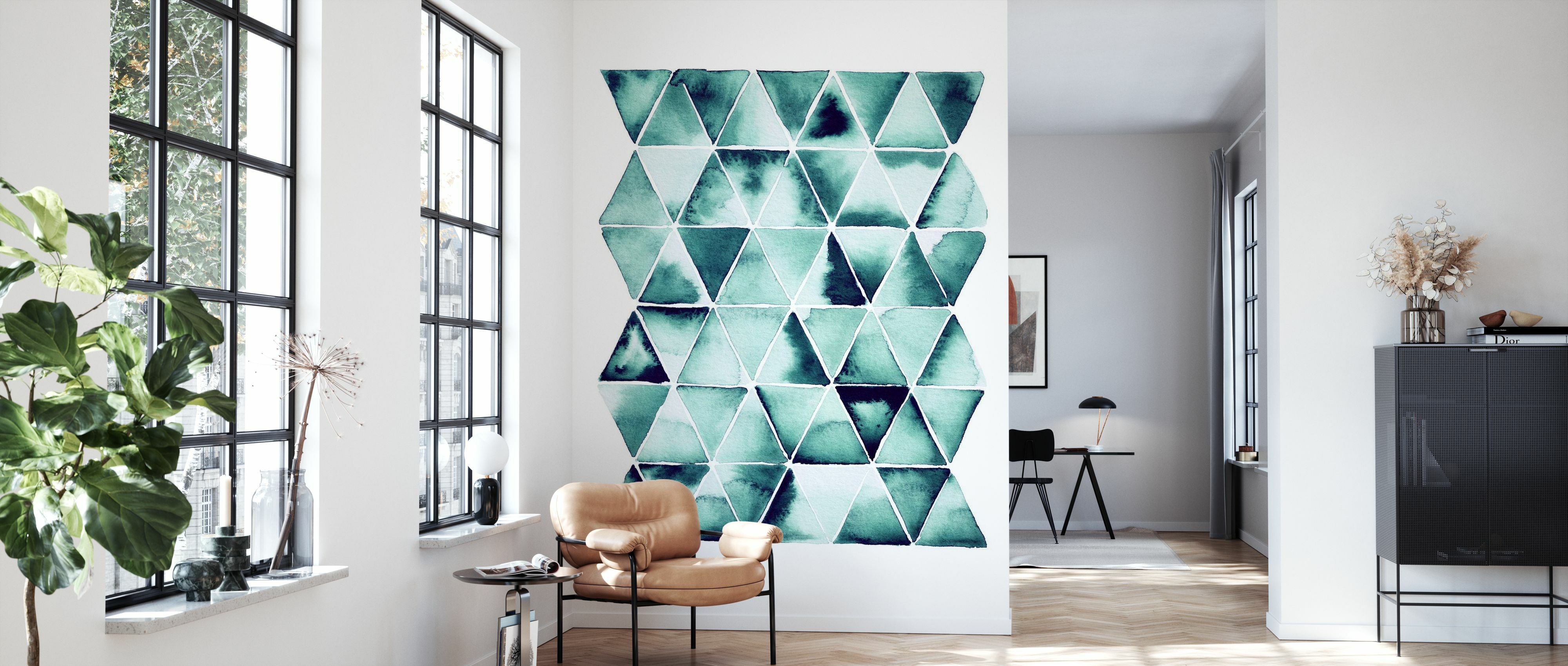 Tapet green triangles, photowall 