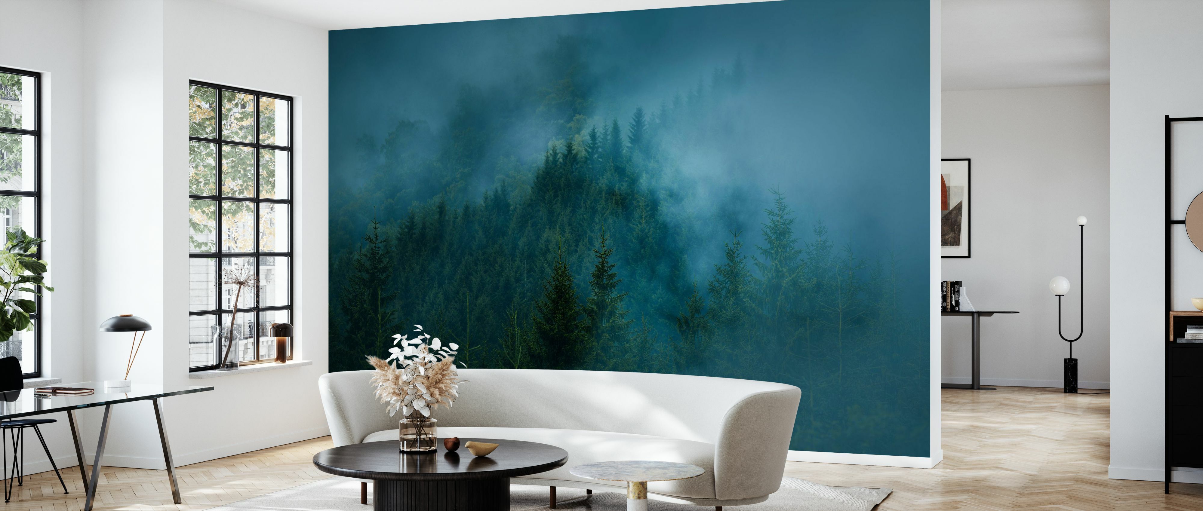 Fototapet foggy green forest, personalizat, photowall 