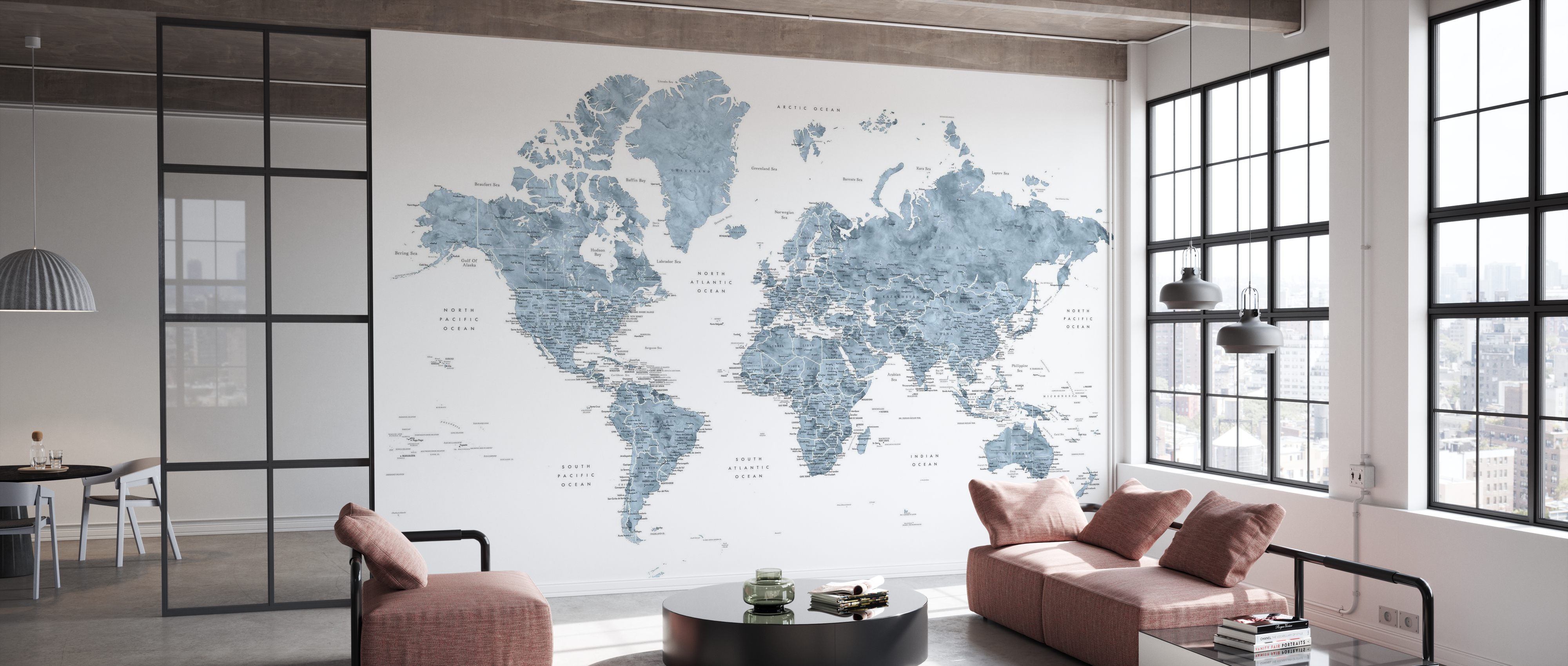 Tapet World Map with Cities, Photowall