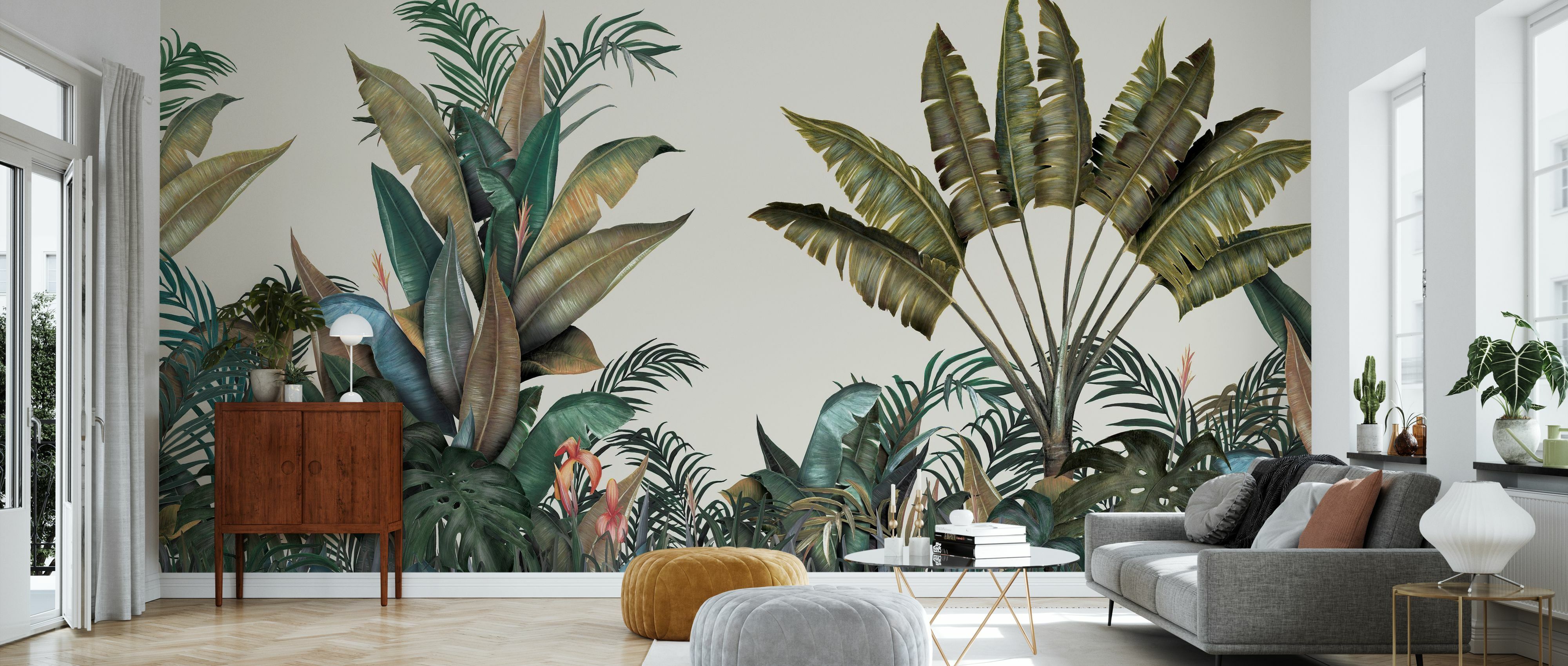 Tapet tropical, large leaves, photowall 