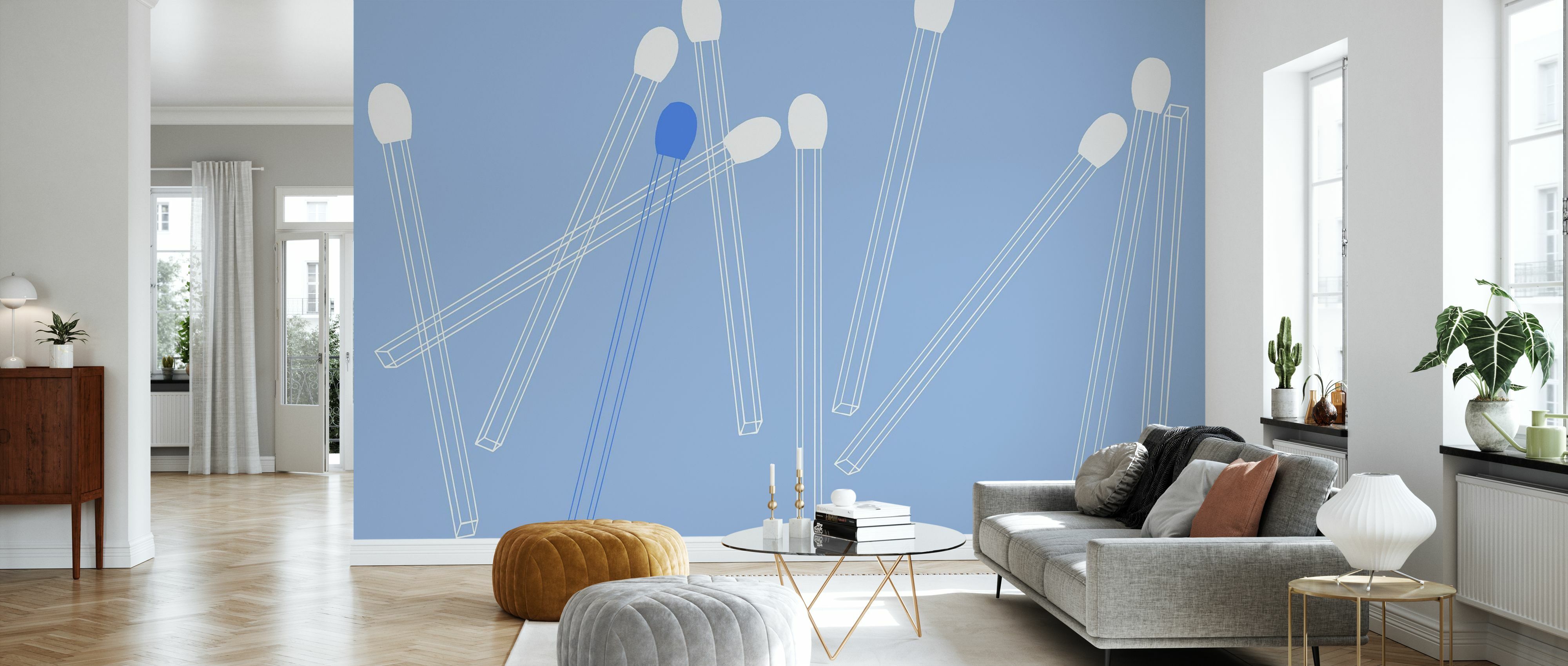 Tapet Matching Lines, Chirpy Blue, Photowall