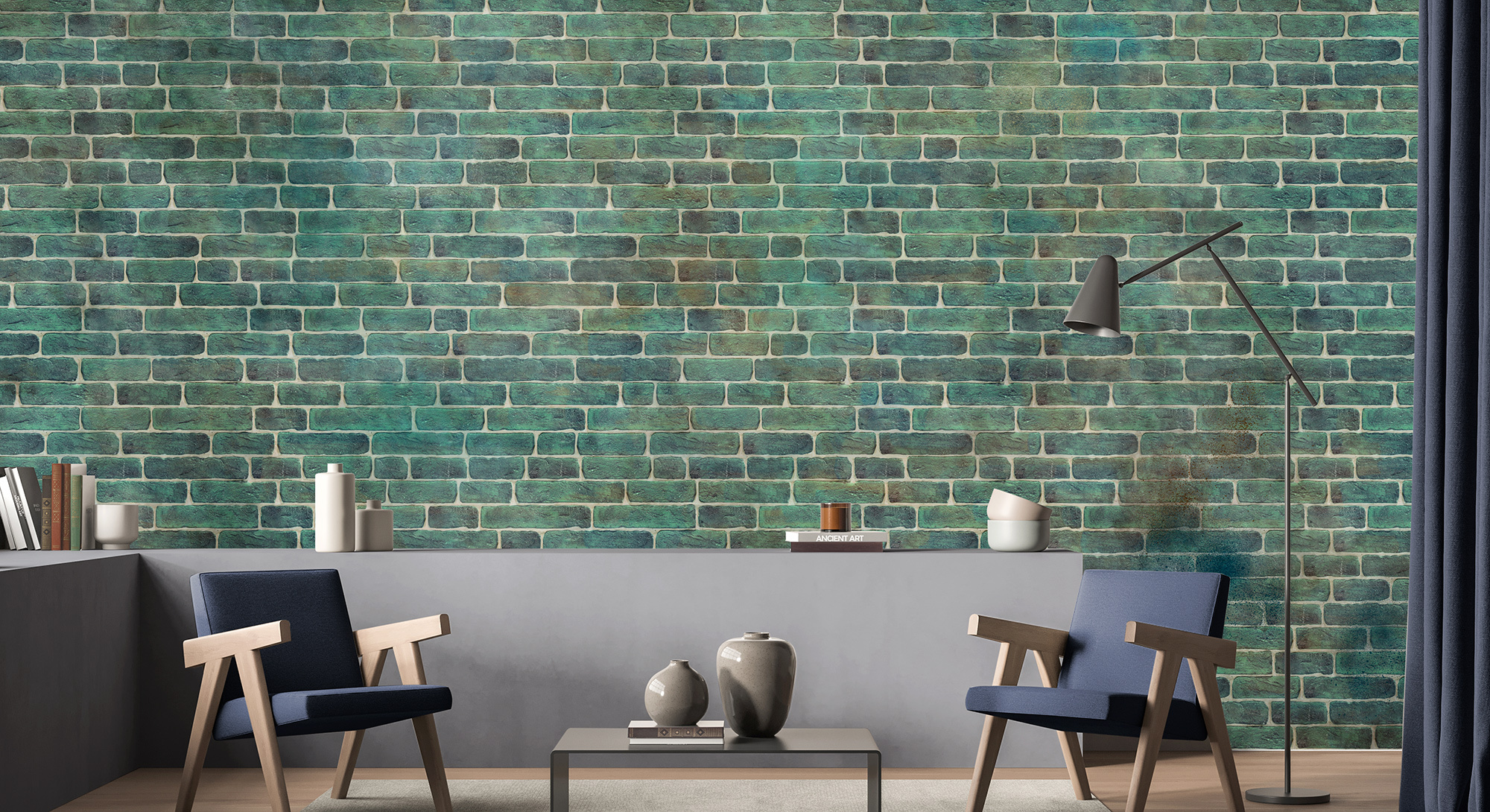 Tapet Green Brick Wall, Photowall