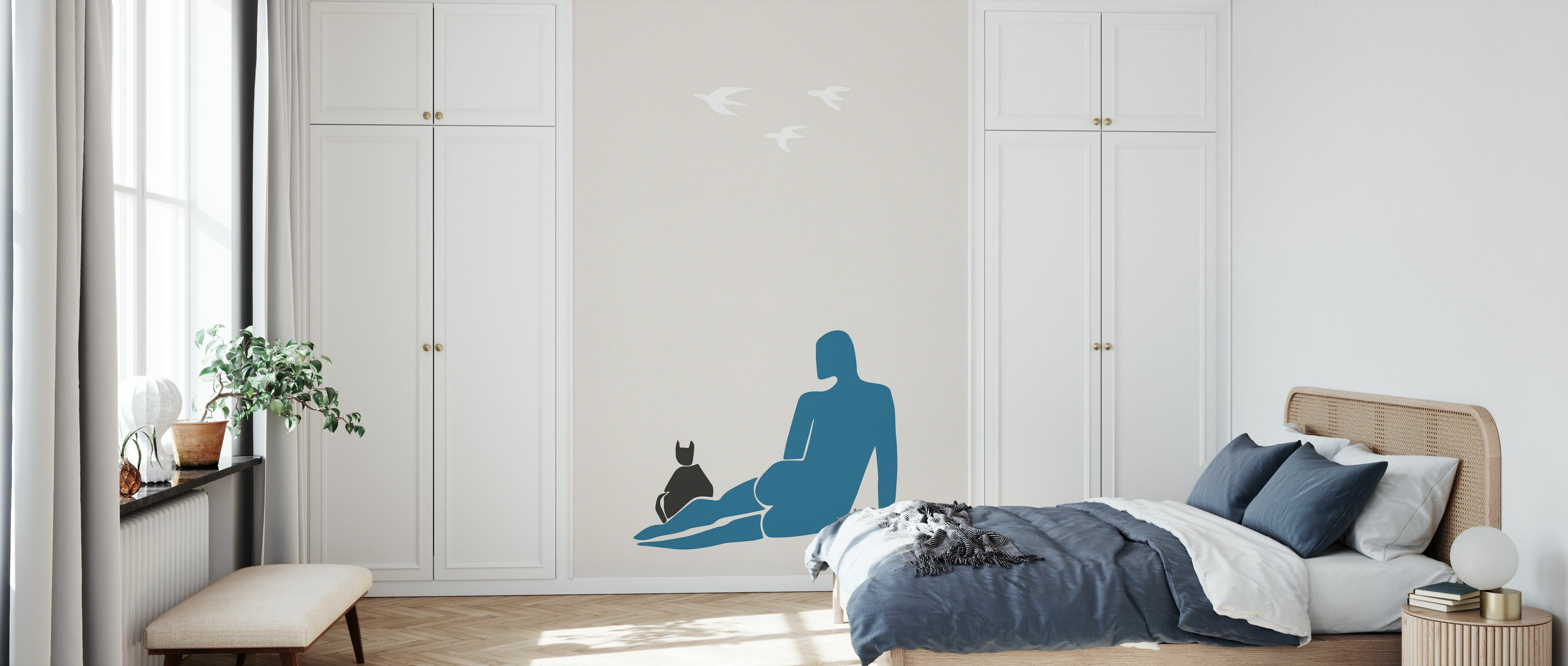 Fototapet woman and cat, personalizat, photowall 