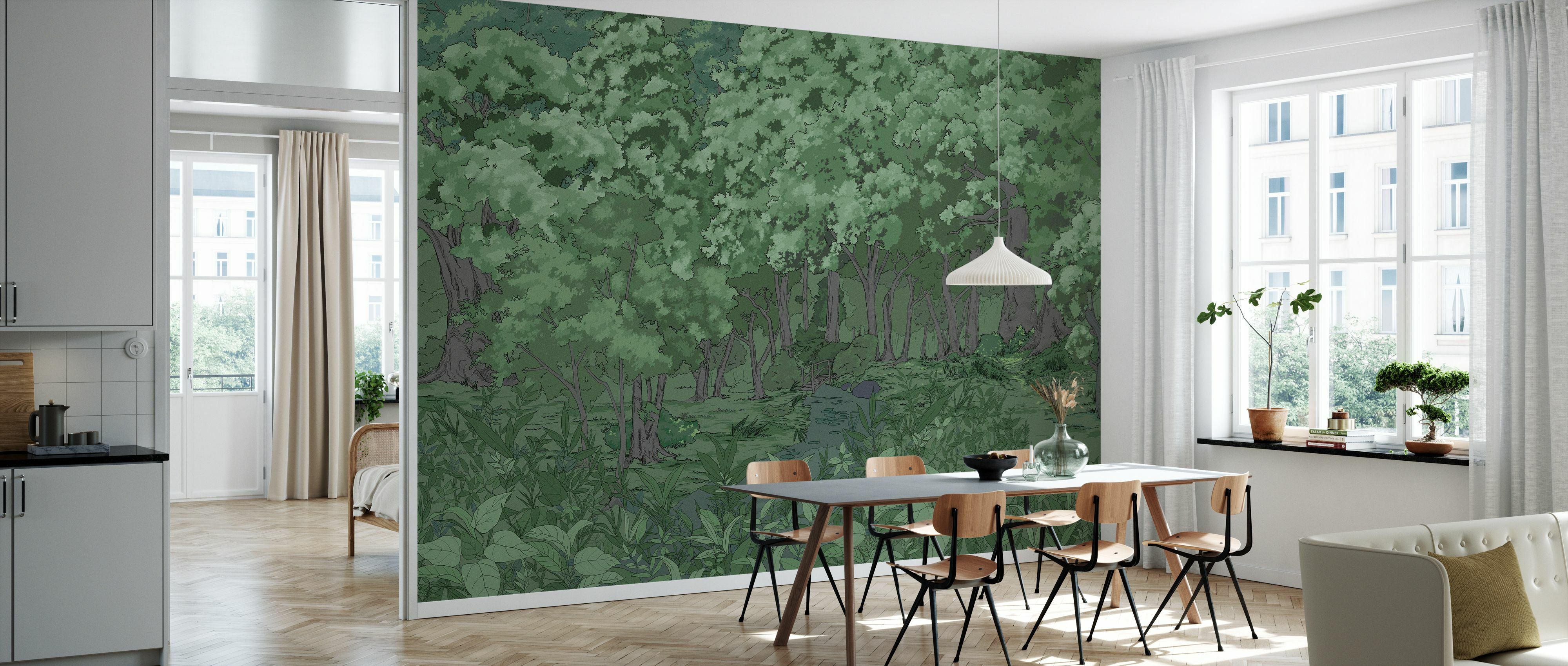 Fototapet green forest in the evening, personalizat, photowall 