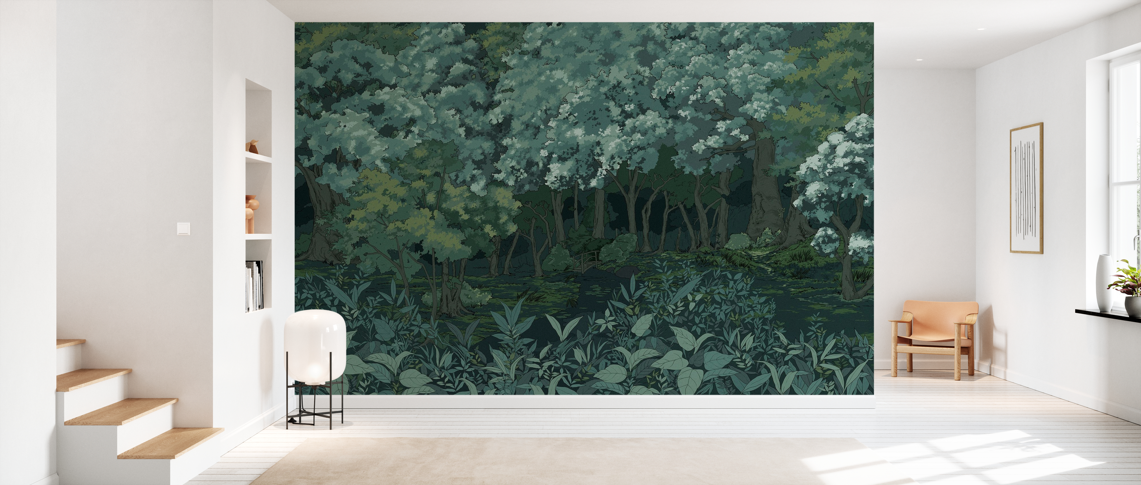 Fototapet green forest in the moon light, personalizat, photowall 