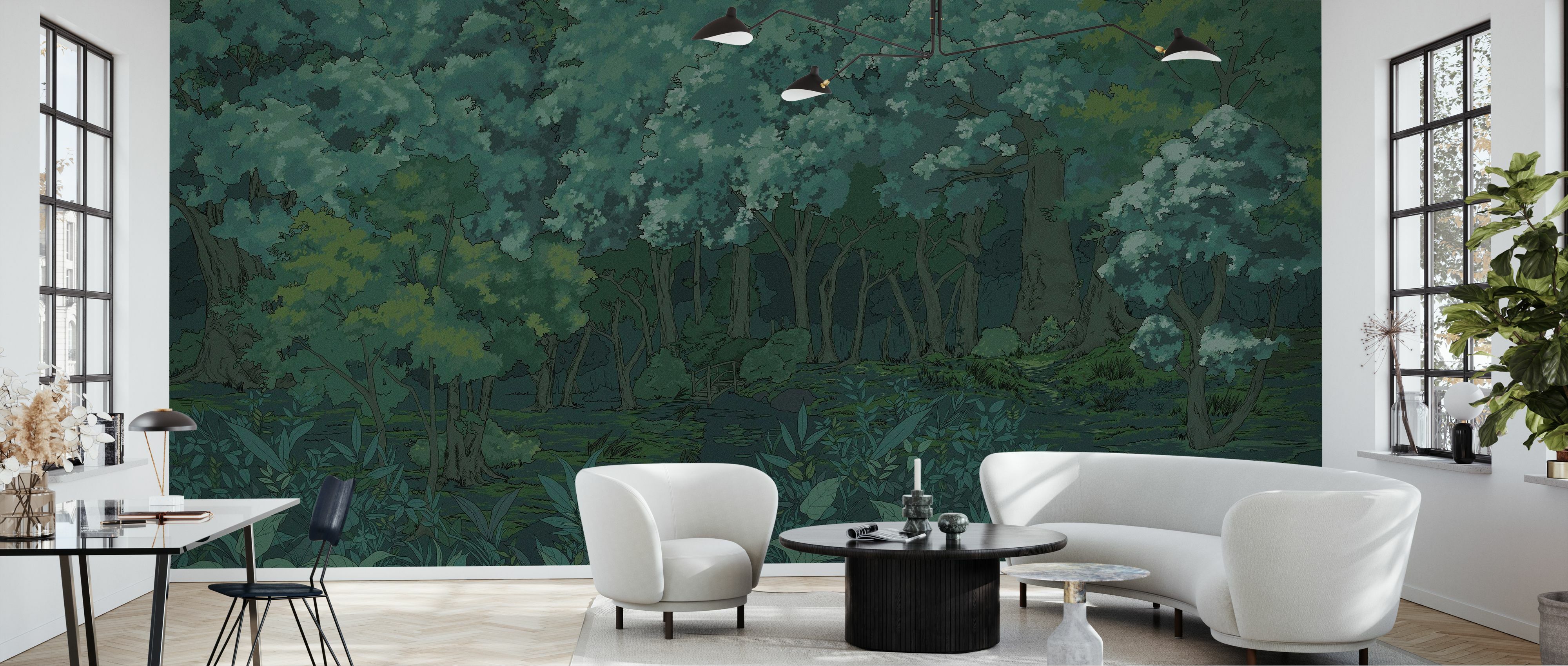 Fototapet green forest in the night, personalizat, photowall 